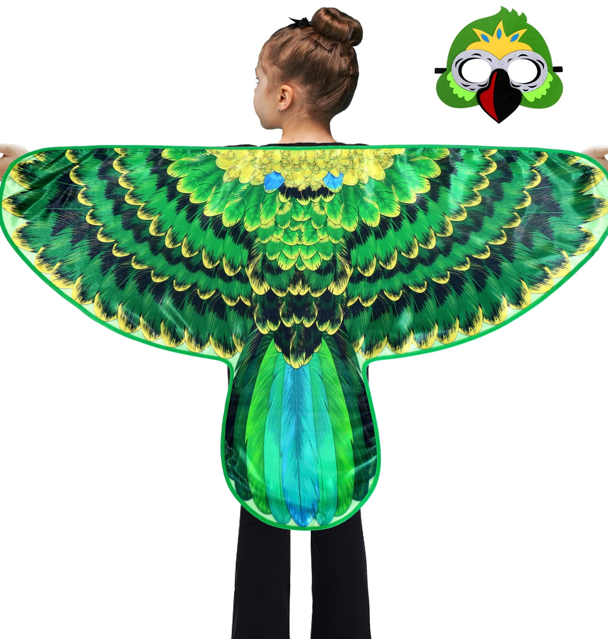 D.Q.Z Bird-Wings Parrot Costume for Kids Dress Up with Mask, Pirate Costume Accessory Halloween Party Favor Toys