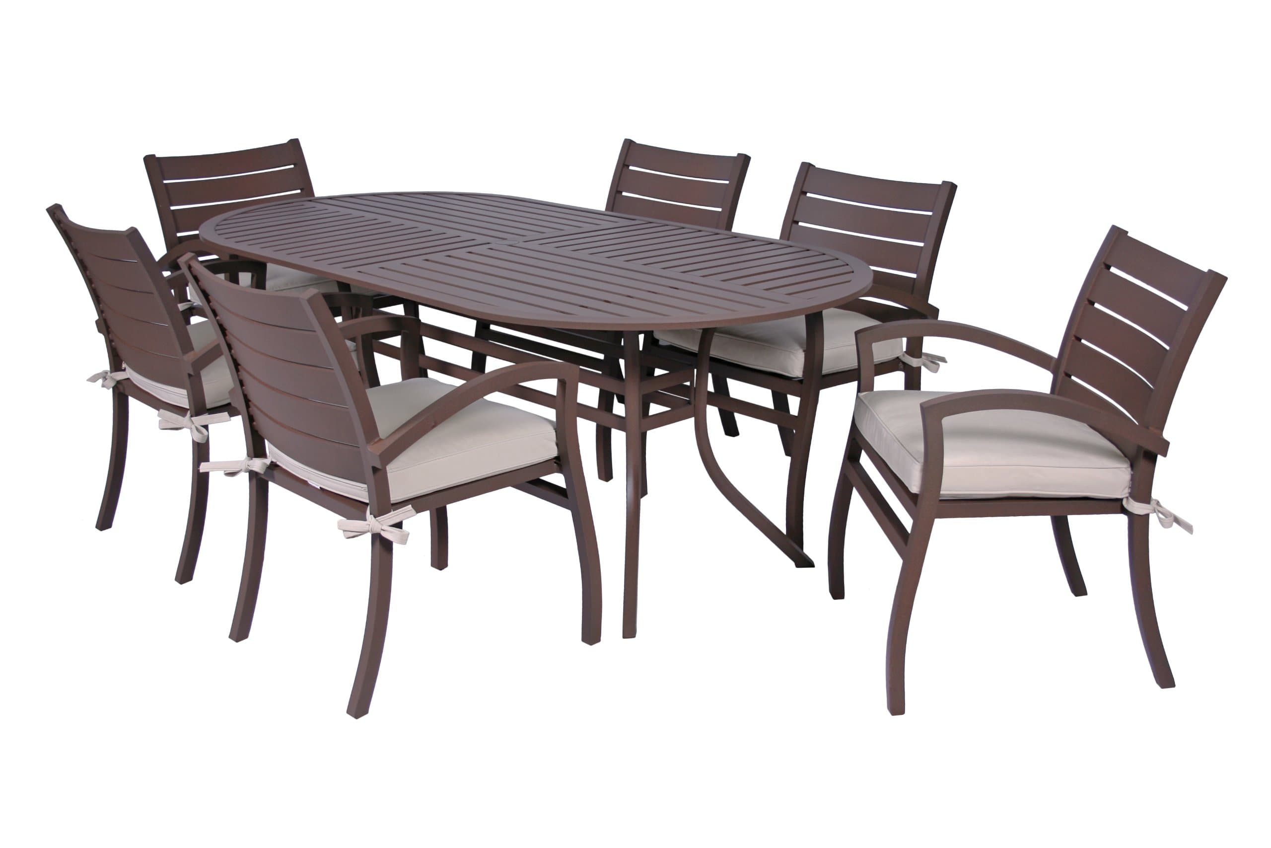 MiYu Furniture 0784 Newport Collection 7-Piece Dinning Set, Aged Iron Finish