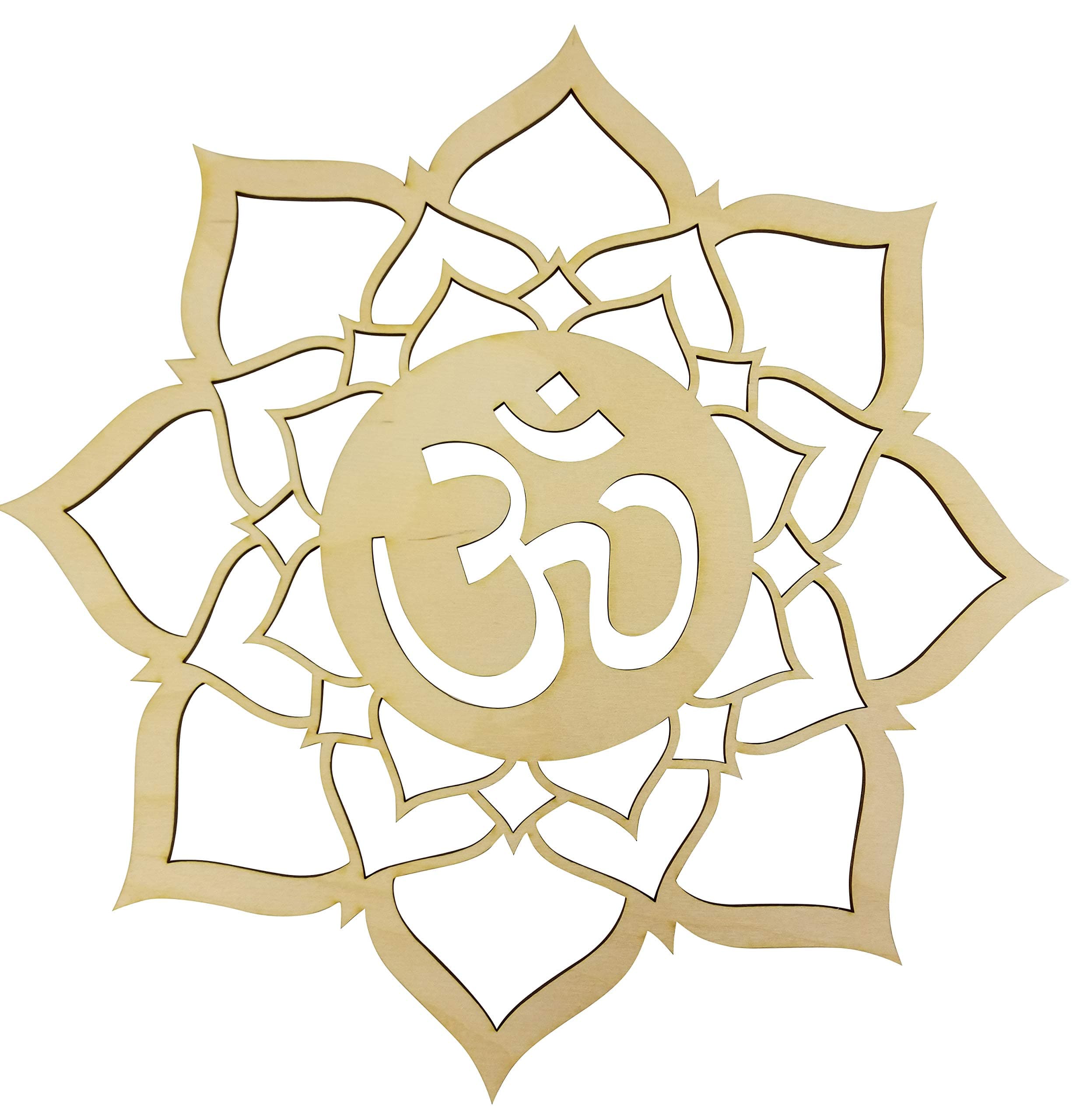 12” Om Lotus Wall Art | 12” Diameter - 1/8” Thick | Wooden Wall Art, Crystal Grid, Chakras, Zen Wall Art, Wooden Art, Wooden Wall Art Decor | Sacred Geometry Art, Geometry Art