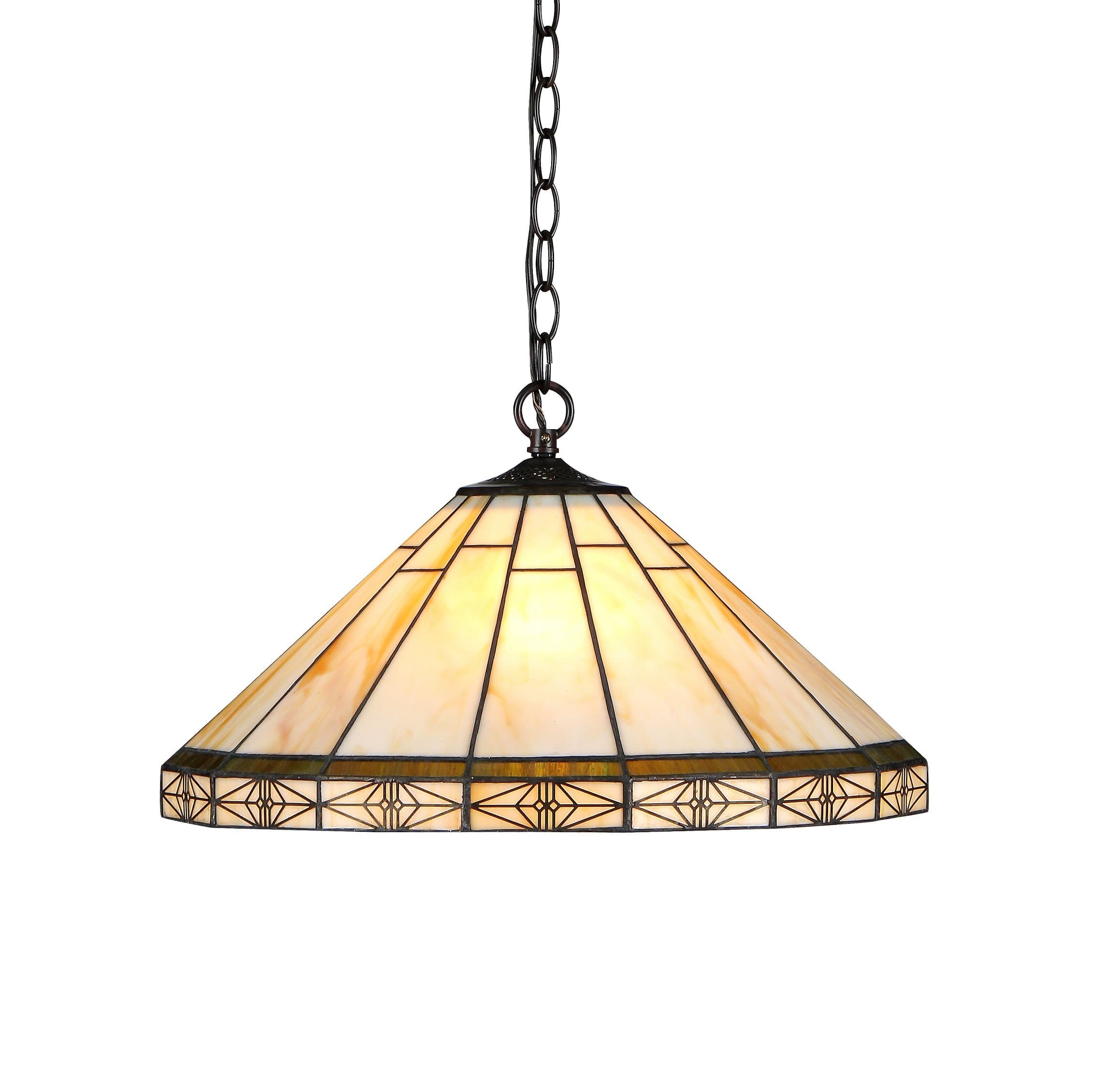 Chloe Lighting CH31315MI18-DH2 Belle Tiffany-Style Mission 2-Light Ceiling Pendant with Shade, 8.7 x 18.1 x 18.1", Bronze