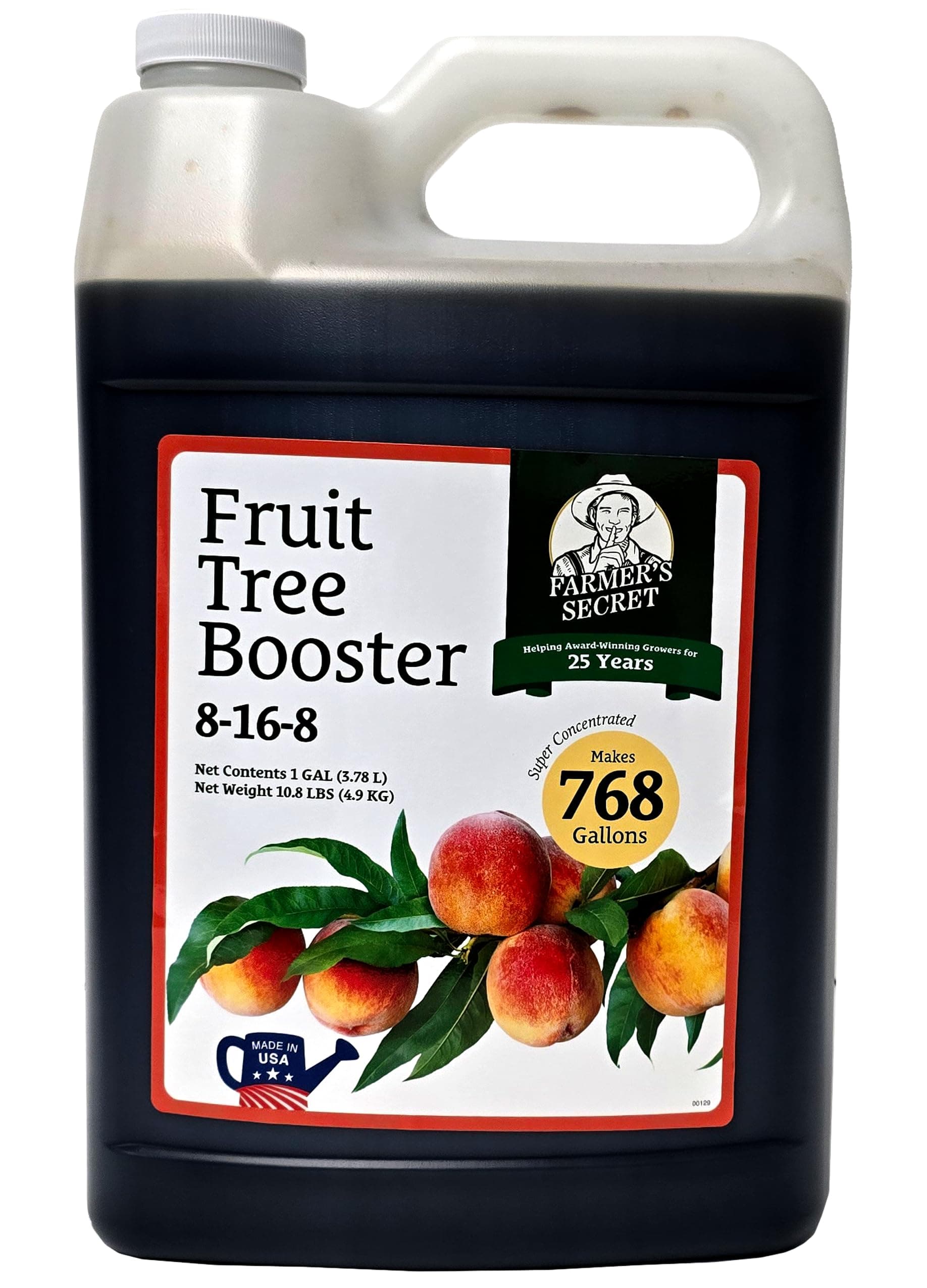 Farmer's Secret Fruit Tree Booster Fertilizer (128oz) - Super Concentrated and Phosphorus Rich - Formulated for All Fruit Trees Including Peach, Banana, and Apple