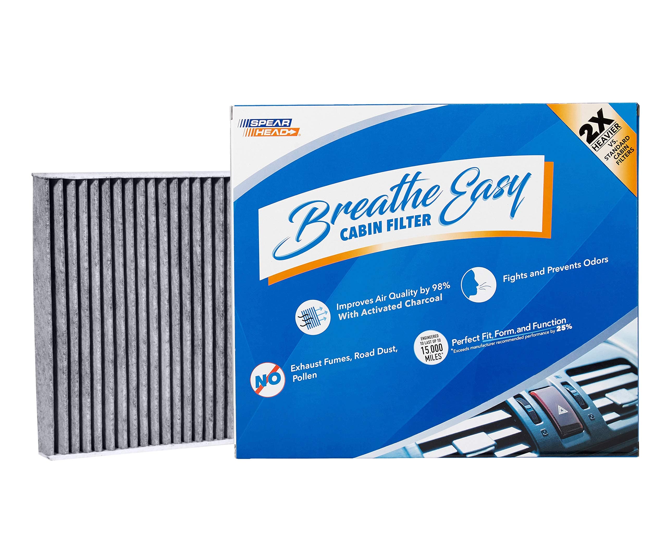Odor Defense Breathe Easy AC & Heater Cabin Filter | Fits Select 2016-2025 Toyota, Lexus, Subaru, 2016-2023 CX-9 Like OEM | Up to 25% Longer Lasting w/Activated Carbon (BE-157)