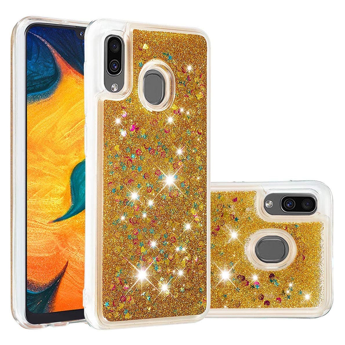 SHUYIT Samsung Galaxy A30 / A20 Phone Case Luxury Liquid Case Cute Heart bling Glitter Sparkle Floating Quicksand Shockproof Protective Cover Soft Silicone TPU Case for Samsung Galaxy A30 / A20
