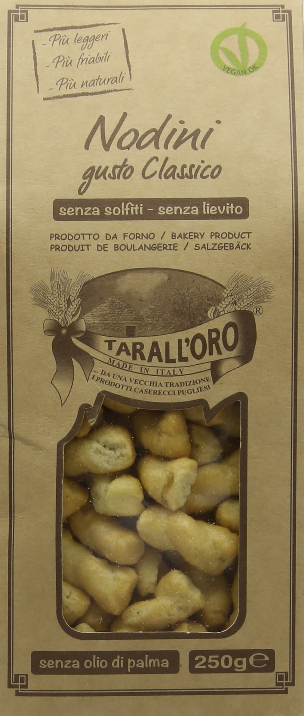 Taralloro Baked Products Nodini Caserecci Taralli in Light Brown Box, 250 g, 24-Piece