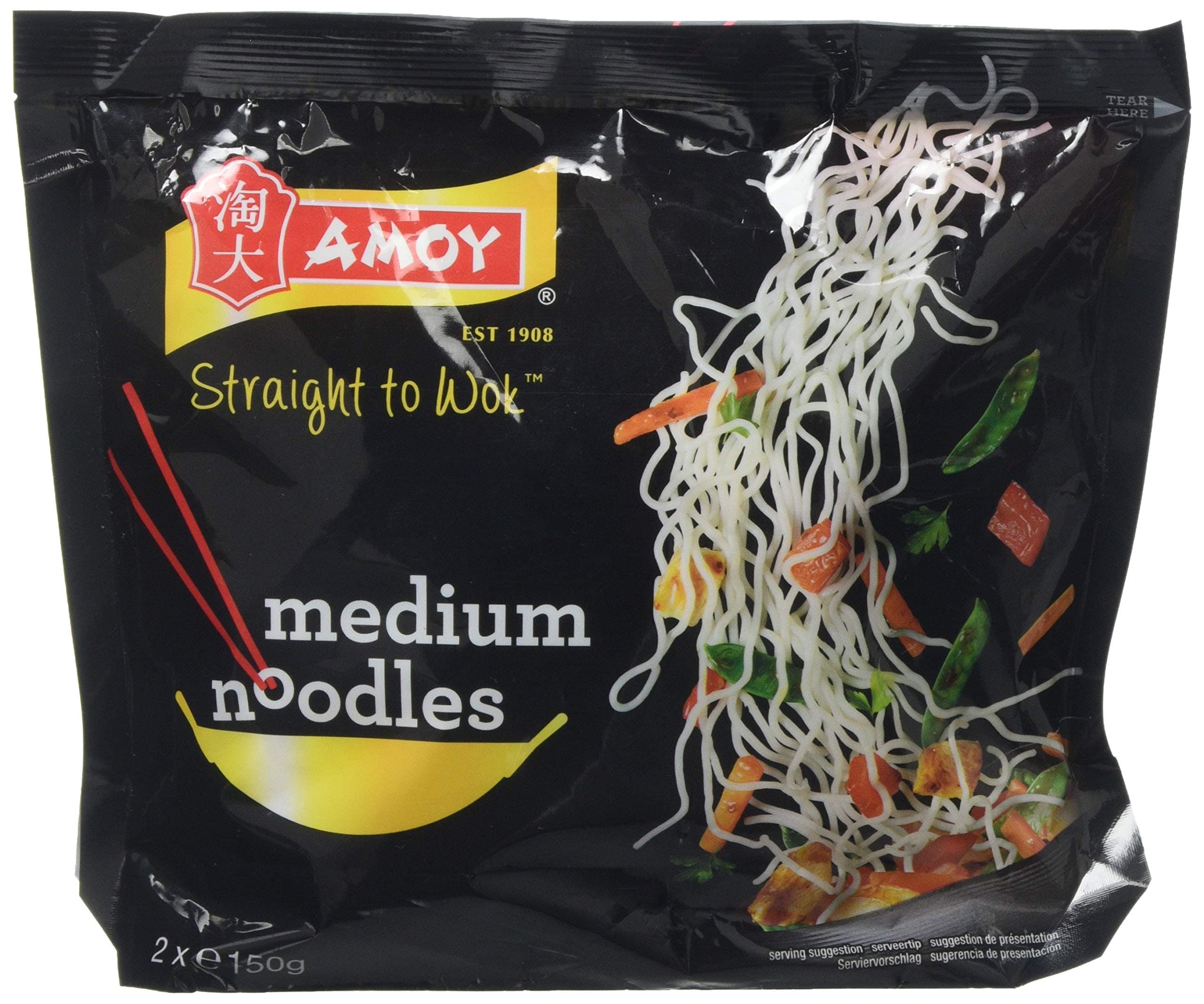 Amoy Straight to Wok Medium Noodles, 300g
