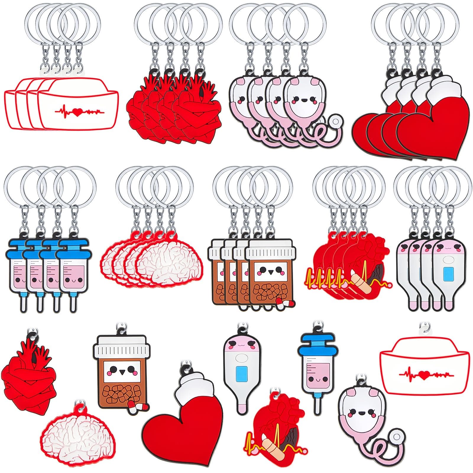 Henoyso 36 Pcs Nurse Keychain Gifts for Women Nursing Appreciation Gift Bulk for Nurse Day Medical Party Favors (Stylish Style)