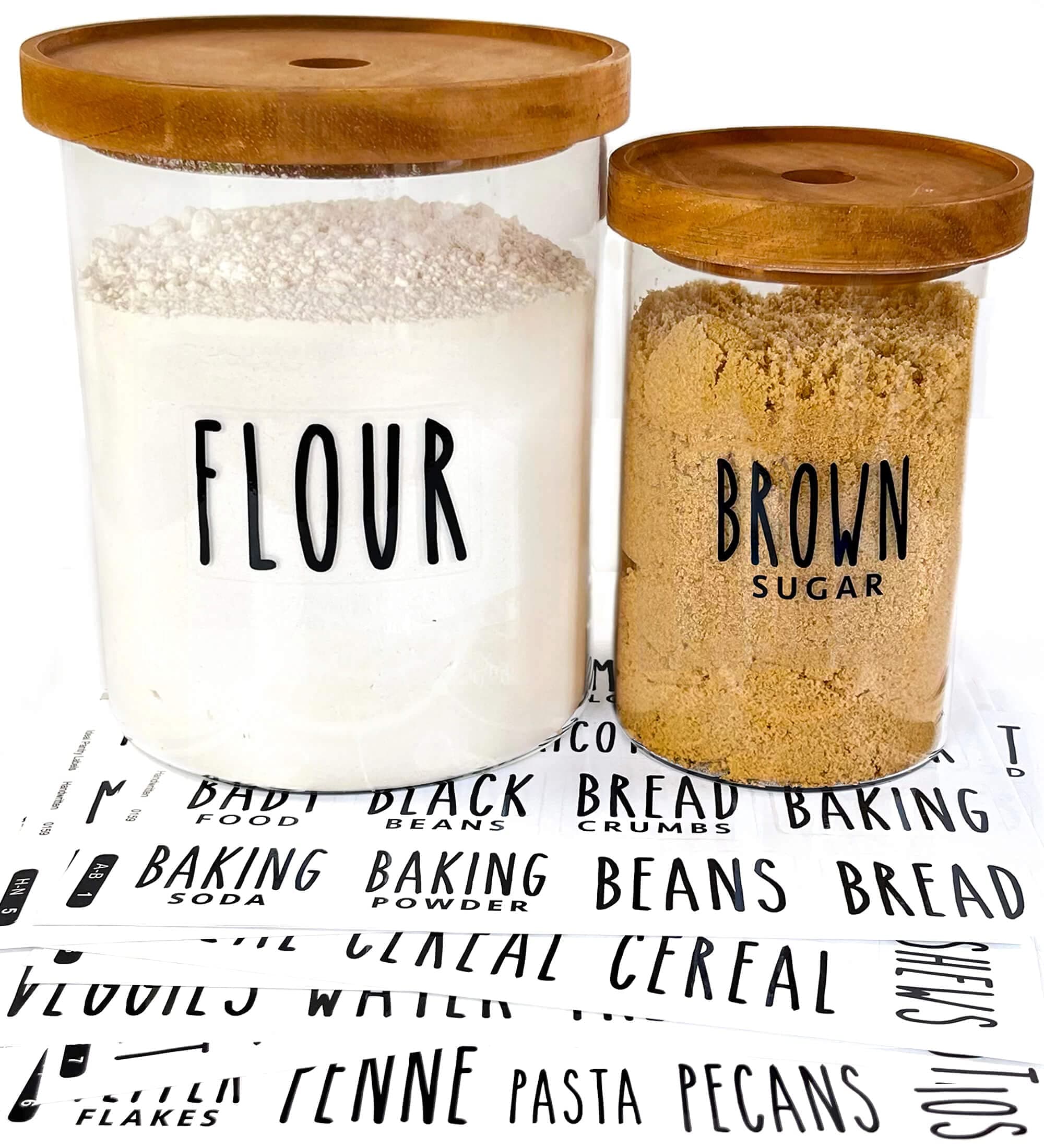 155 Kitchen Pantry Labels for Containers. Preprinted Clear Handwritten Stickers with Black Text. Waterproof Vinyl Stickers. Organization Labels for Jars Canisters & Home Storage Bins.
