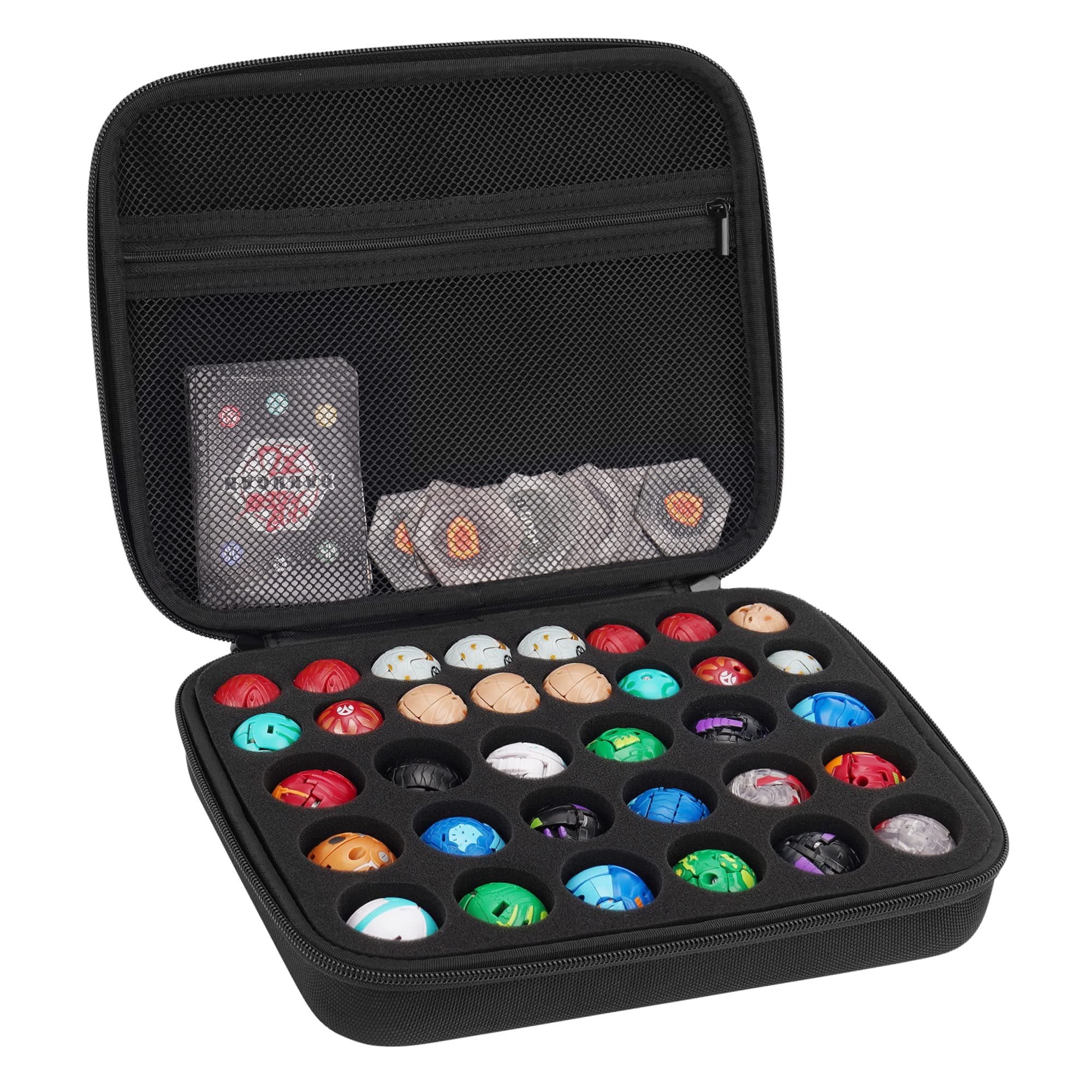 Toy Storage Box Compatible with 36 Bakugan Figures, BakuCores,Mini Toys Carrying Case(CASE ONLY) (Black)