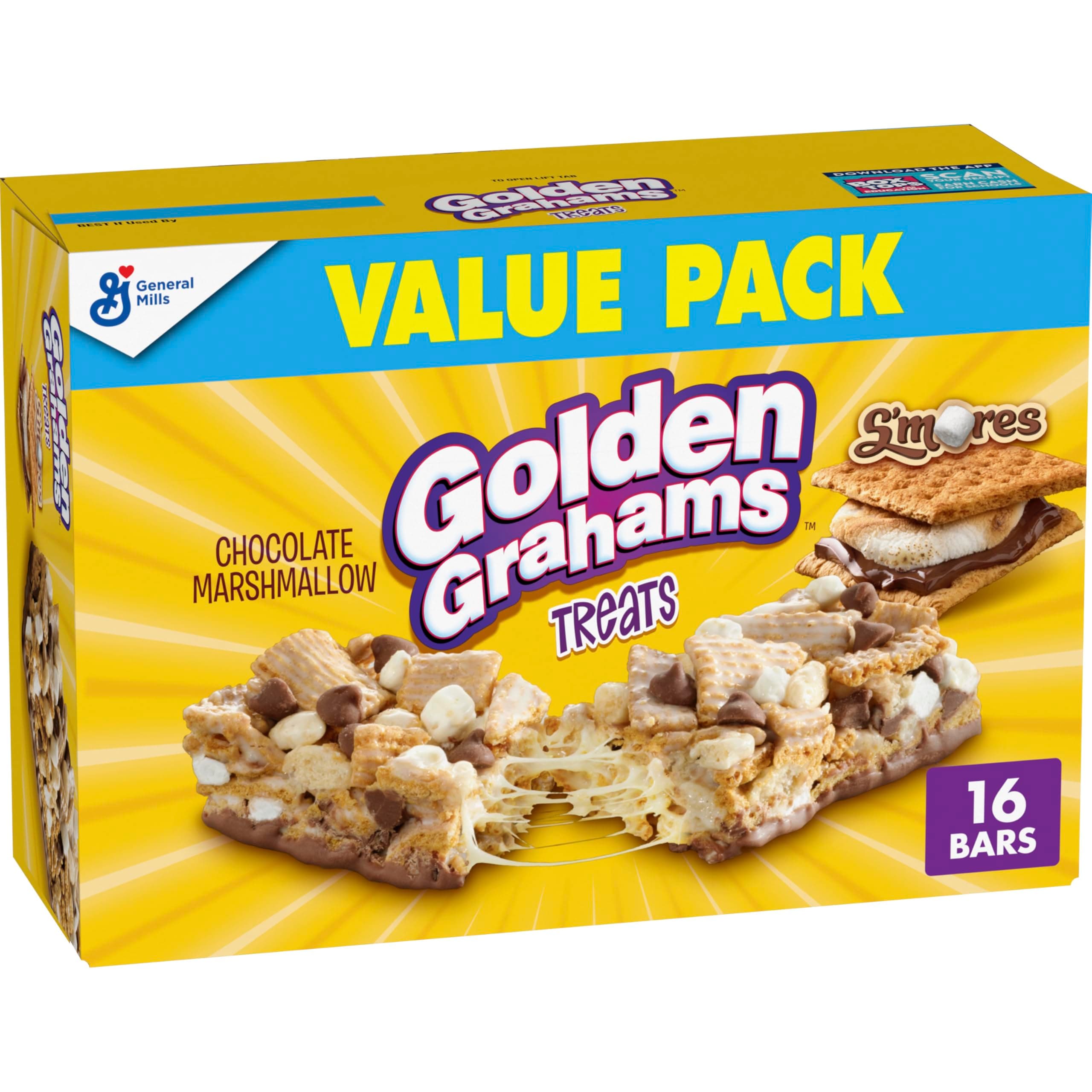 Golden Grahams Cereal Treat Bars, S'mores, Snack Bars, Value Pack, 16 Ct, 16.96 oz