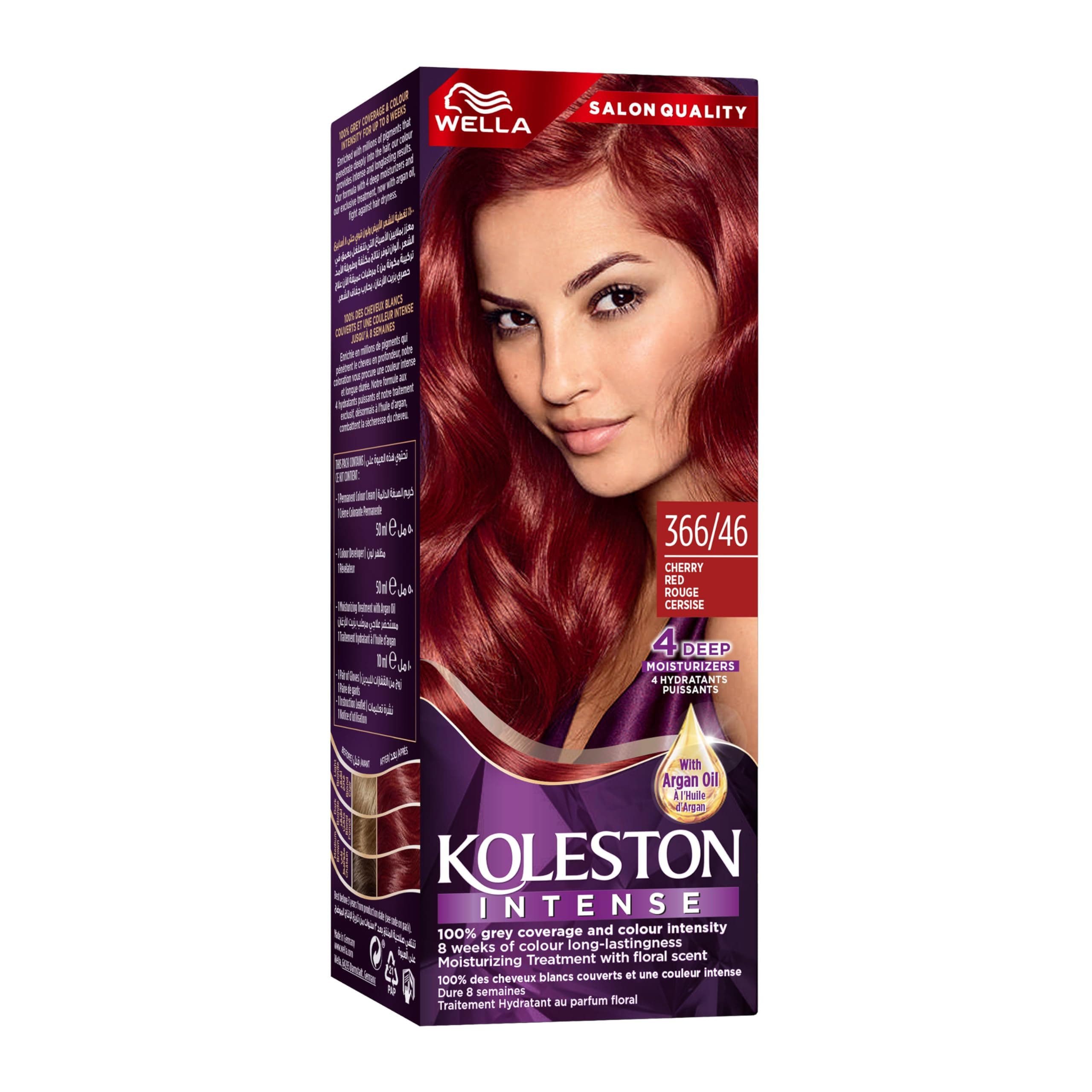 Koleston Intense – Long-Lasting, Vibrant Hair Color with 100% Grey Coverage and Argan Oil – 366/46 Cherry Red
