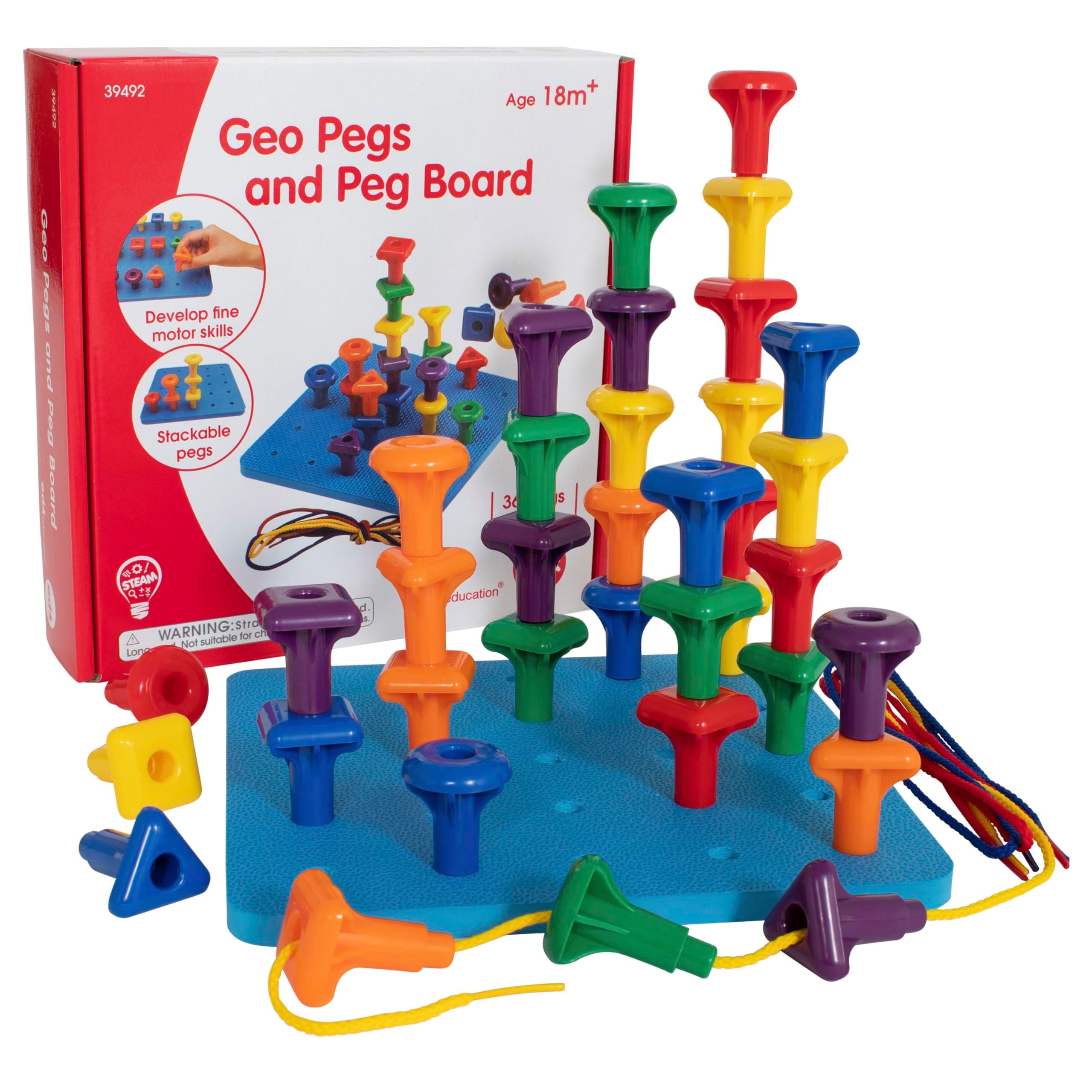 edx education 75112 Childrens Giant Geo Pegs and Board Set