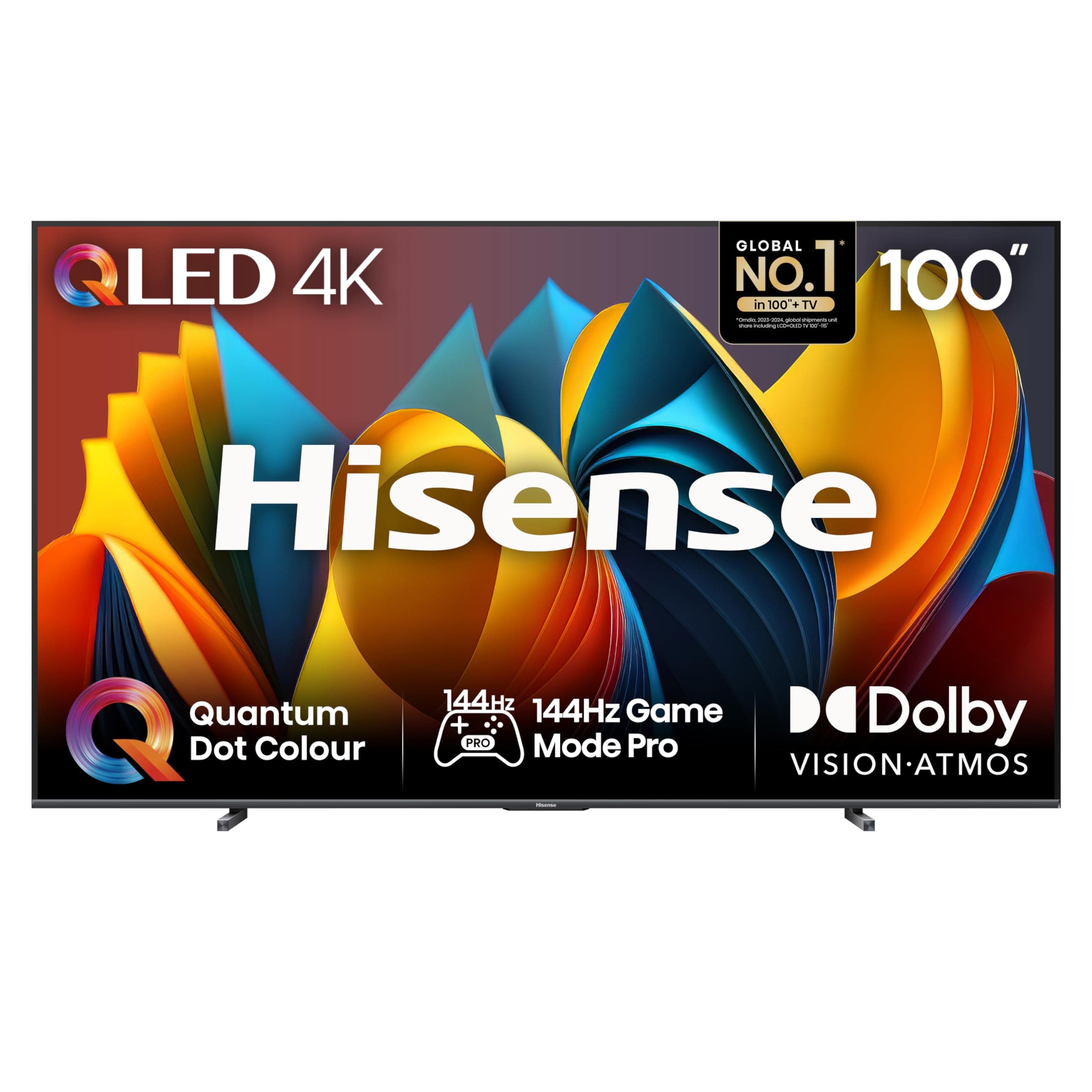 100 Inch 4K QLED Smart TV 100E7NQTUK - Quantum Dot Colour, 4K AI Processor, Dolby Vision Atmos, Smooth Motion, Sports Mode, Vidaa OS with Freely, Youtube, Netflix and Disney+ (2024 Model)