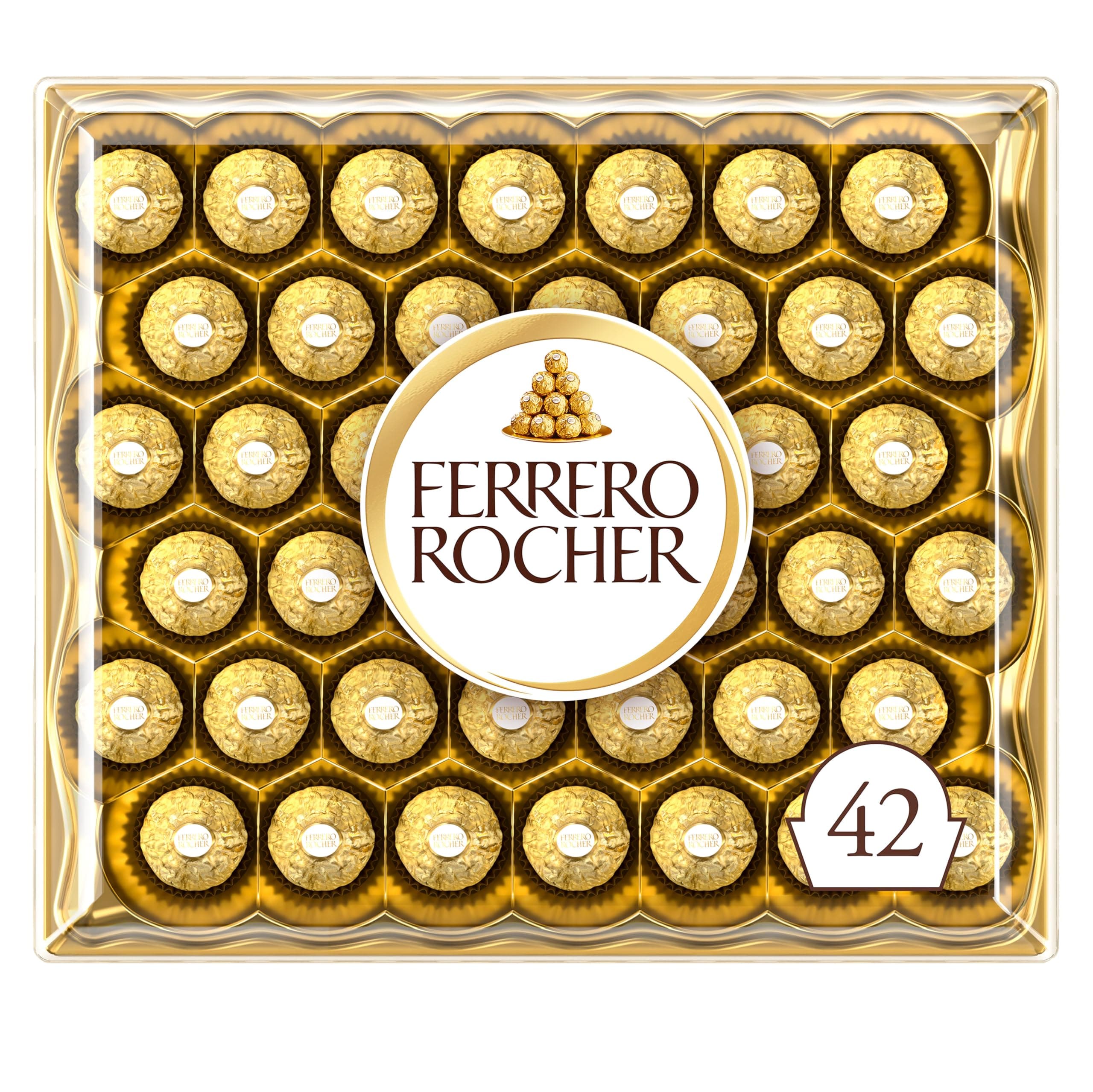 Ferrero Rocher Pralines,Chocolate Gift Box, Covered in Milk Chocolate and Nuts, 42 Pieces (525g)