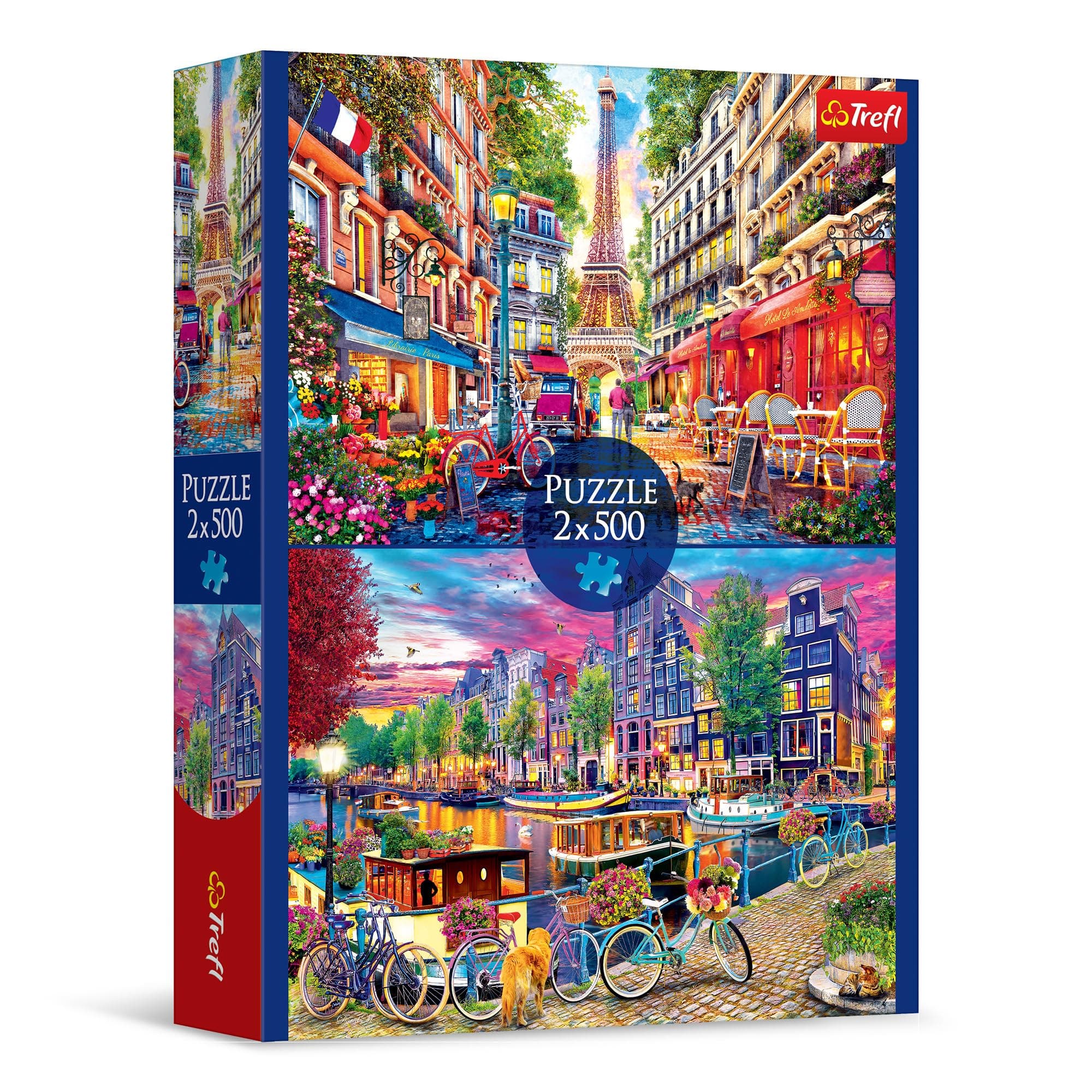Jigsaw Puzzle 2-in-1: European Capitals - 2 x 500 Pieces - Set of Two Jigsaw Puzzles, DIY, Creative Entertainment, for Adults and Children from 10 Years
