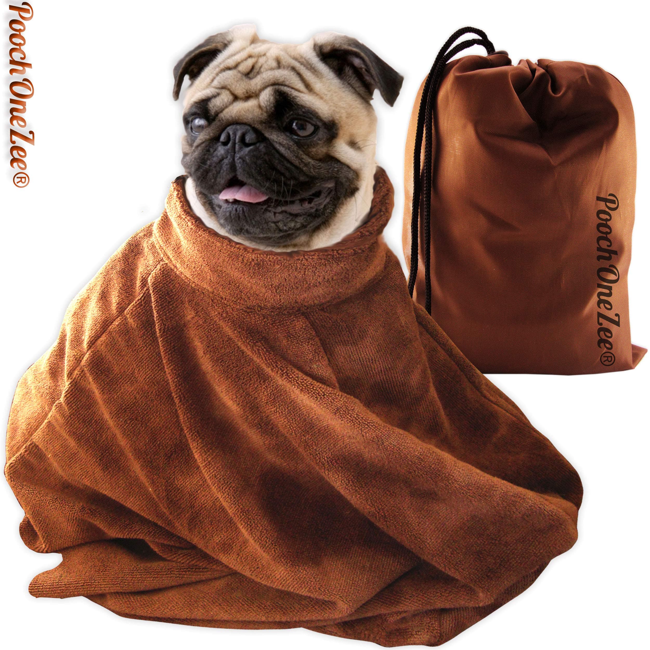 Cucaroot PoochOneZee® Dry Fast Dog Bag - Keep Water, Mud and Dirt Out of Your Home and Car - Super Absorbent Microfibre Zip Up Dog Bag - Thick Hook and Loop Neck Strap