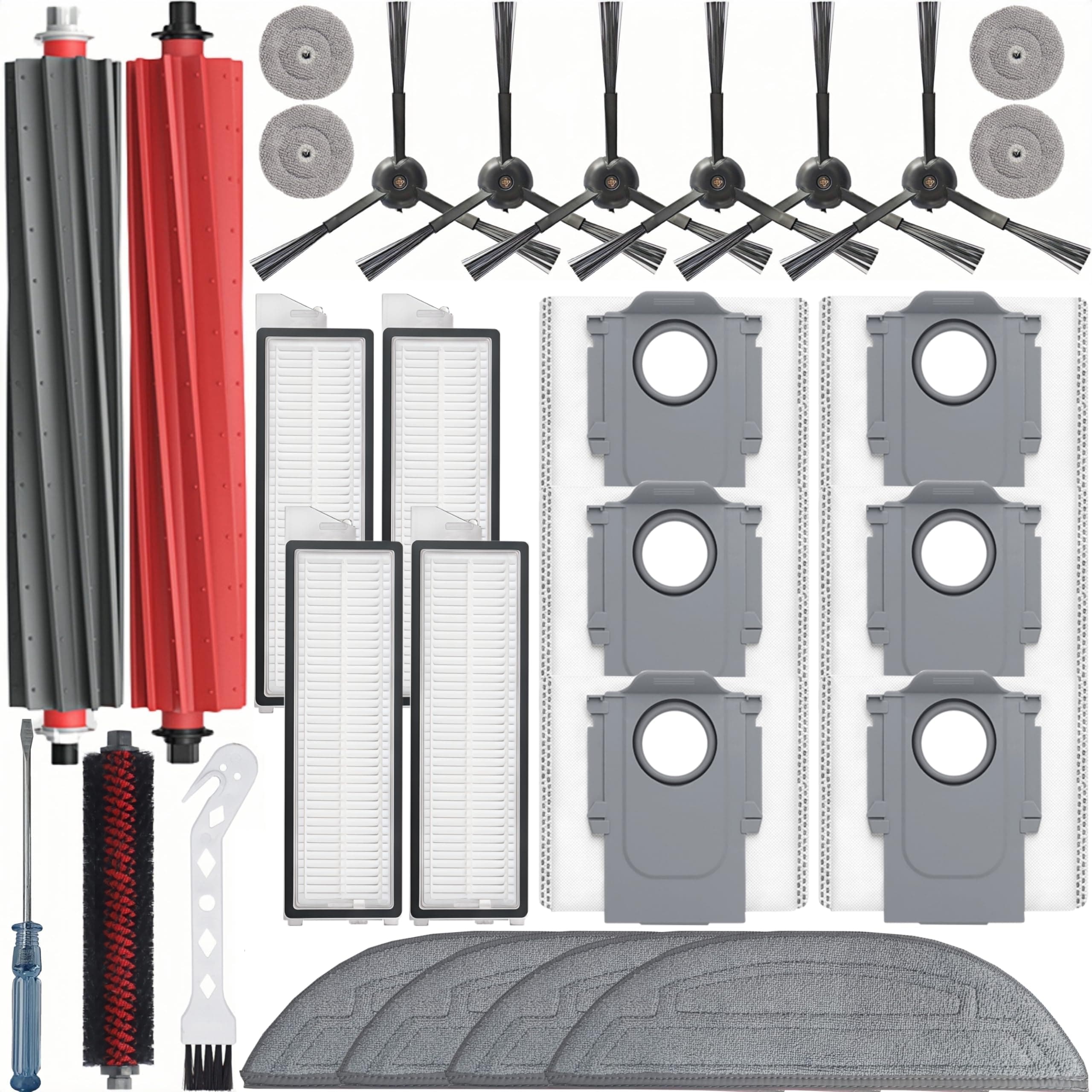 29 Pack Accessories Kit,Compatible with Roborock S8 MaxV Ultra Robot Vacuum,1 Mop Clean Brush,2 Roller Brush,4 Small Mop,4 Mop Pads,4 Hepa Filters,6 Side Brushes,6 Vacuum Bags,S8 Max Parts