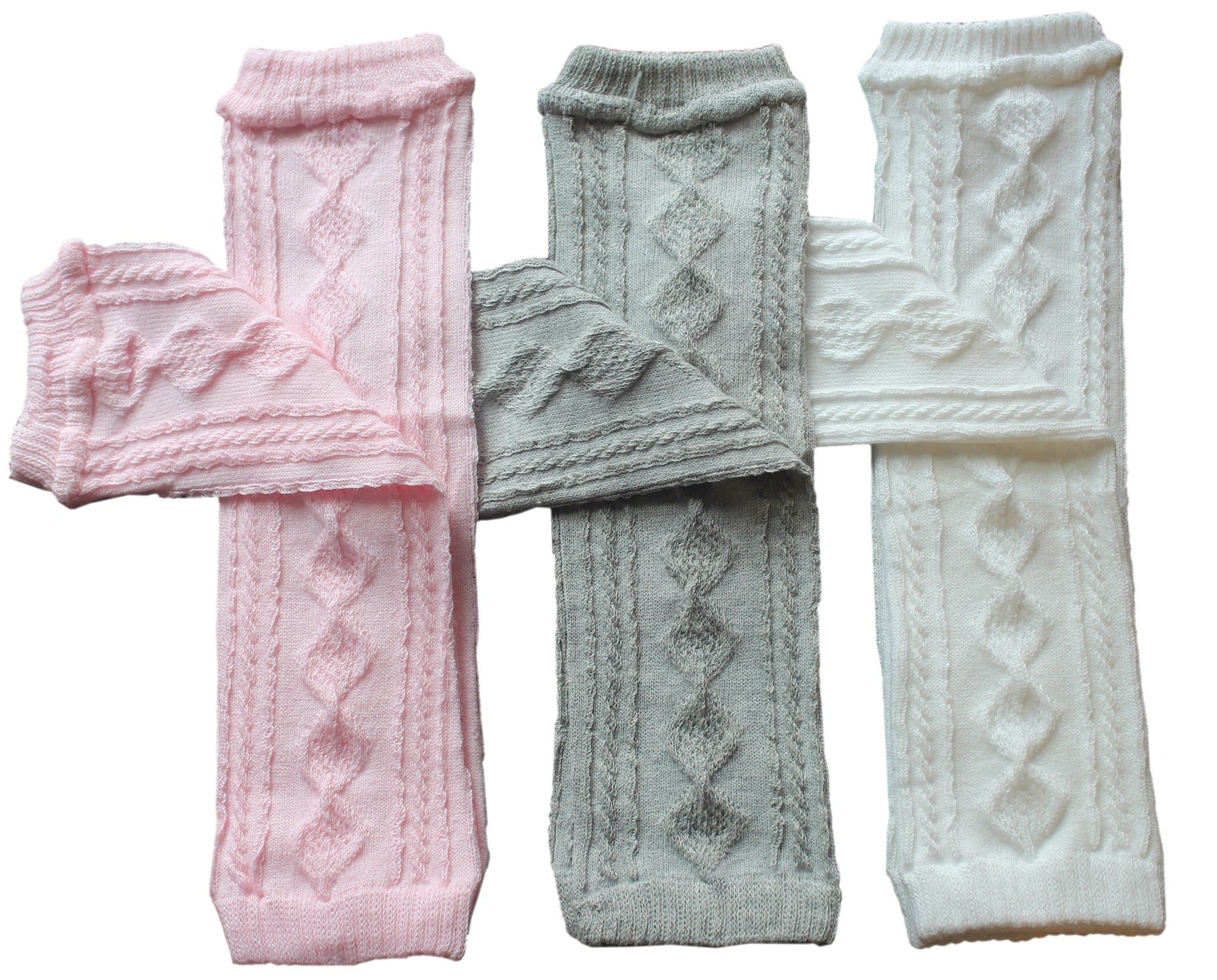 3 Pair Baby Leg Warmers Toddler Girls 3 Pair Argyle Cable Knit