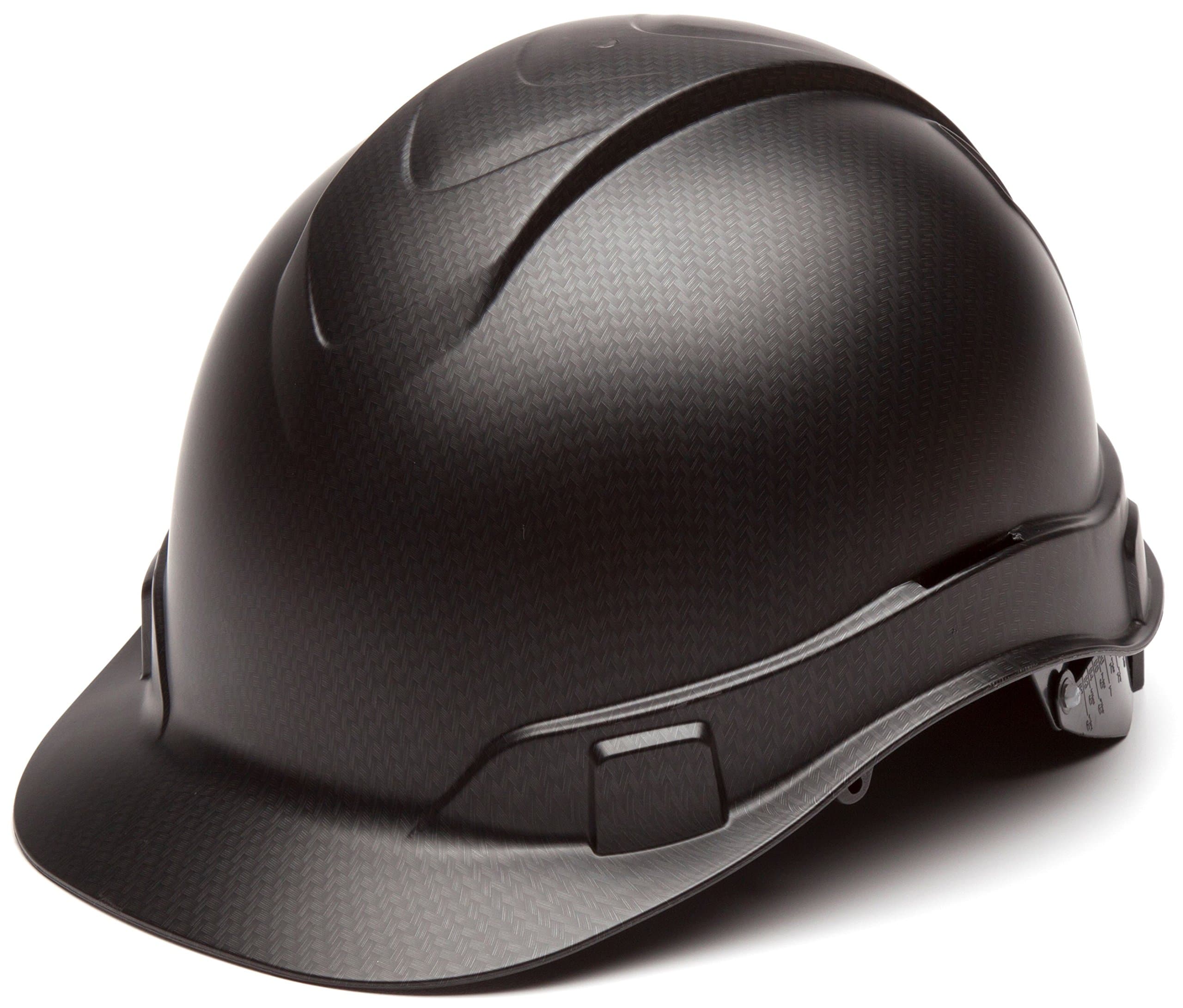 Ridgeline Pyramex Cap Style Hard Hat, 4-Point Ratchet Suspension, Black Graphite Pattern