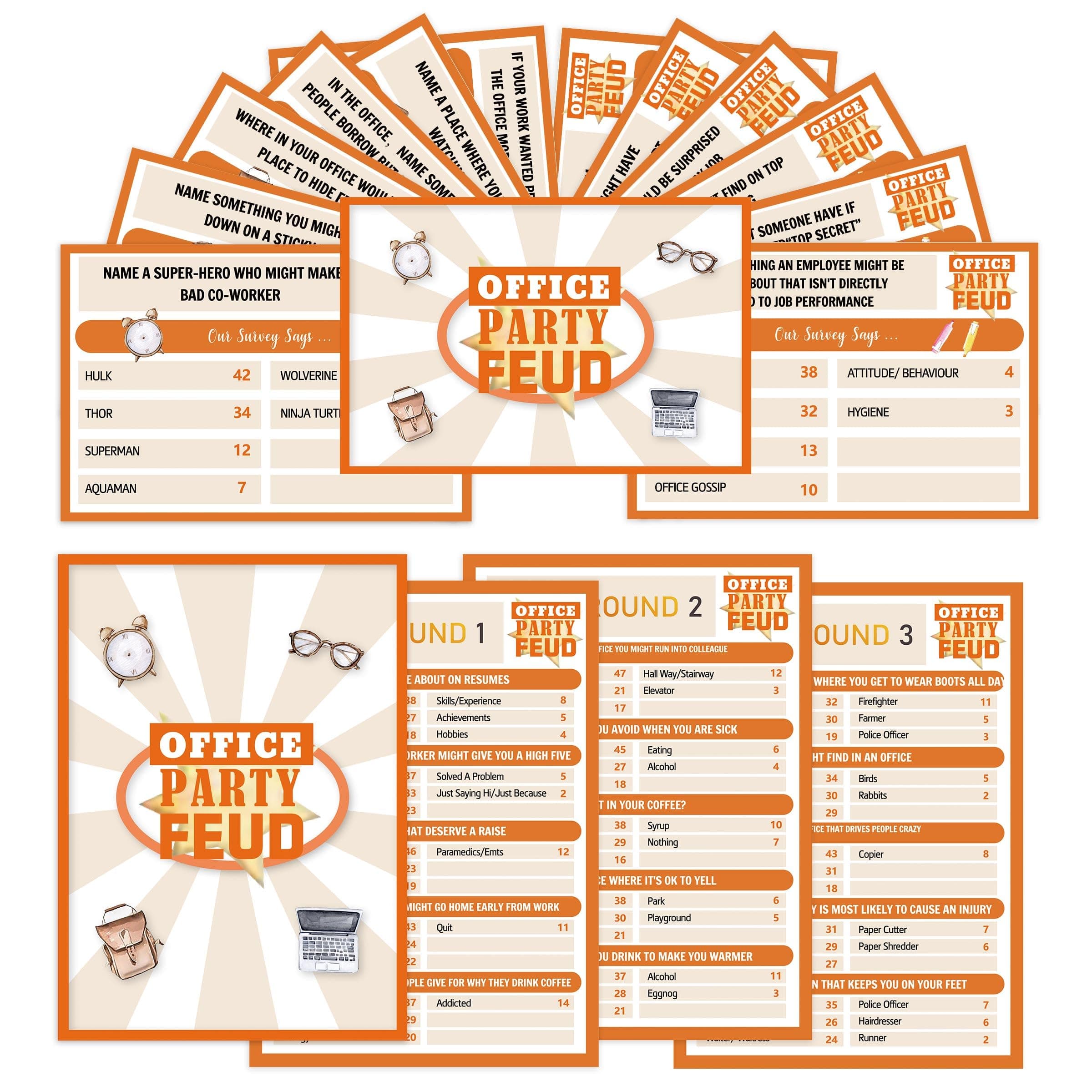 - Office Party Feud Game, Office Activity Games, Office Trivia Game Set, Games For Team Building, Office Party Game and Activity Supplies-OF03