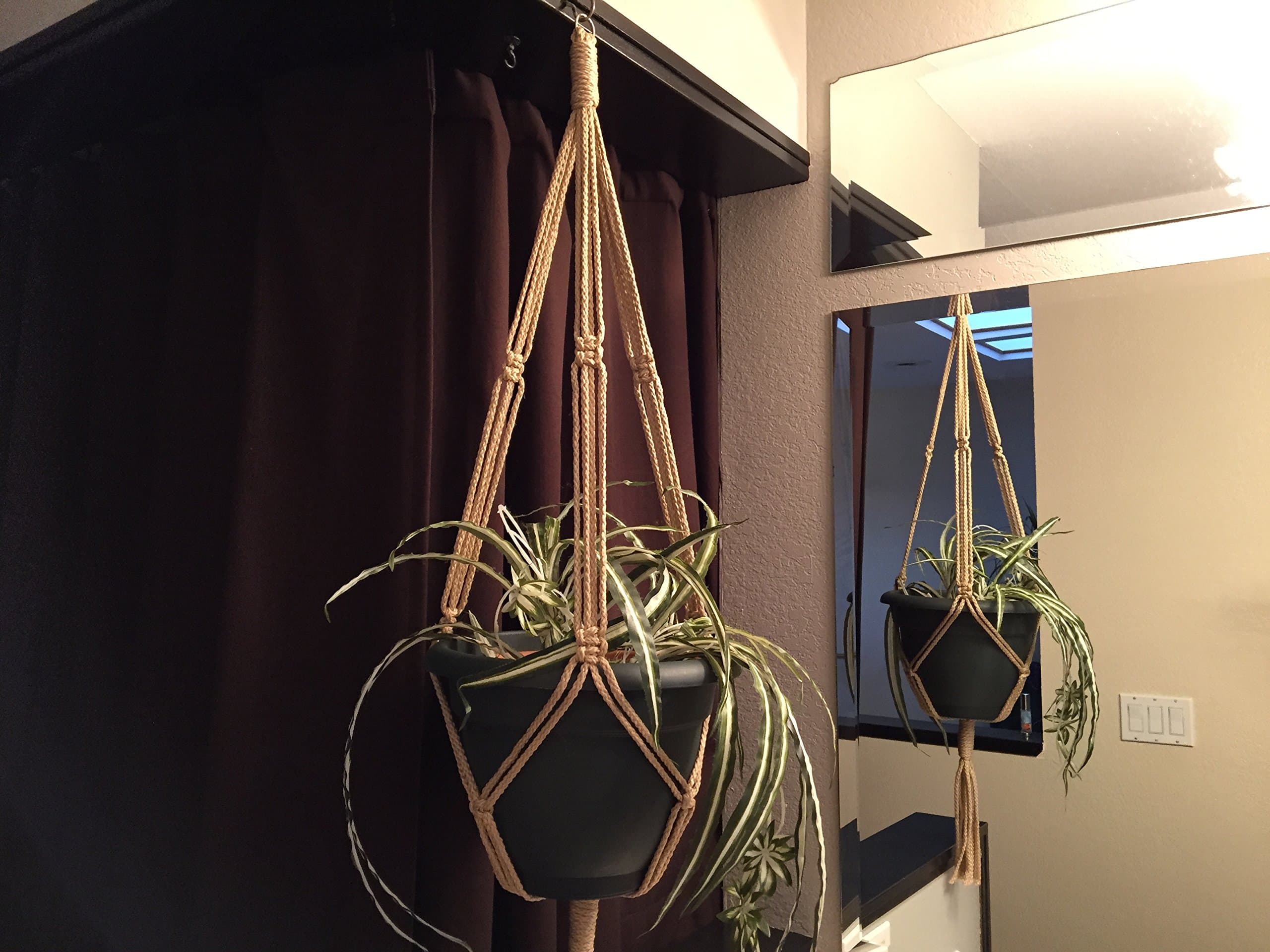MEDIUM Macrame Plant Hanger SAND NO BEADS 40
