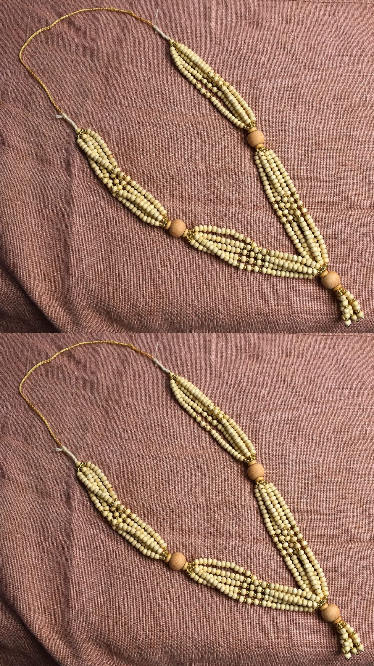 Garland for Photo Frames, Chandan Scented Mala for Photo Frame Gods Idols, Off White, Set of 2, 38 cm