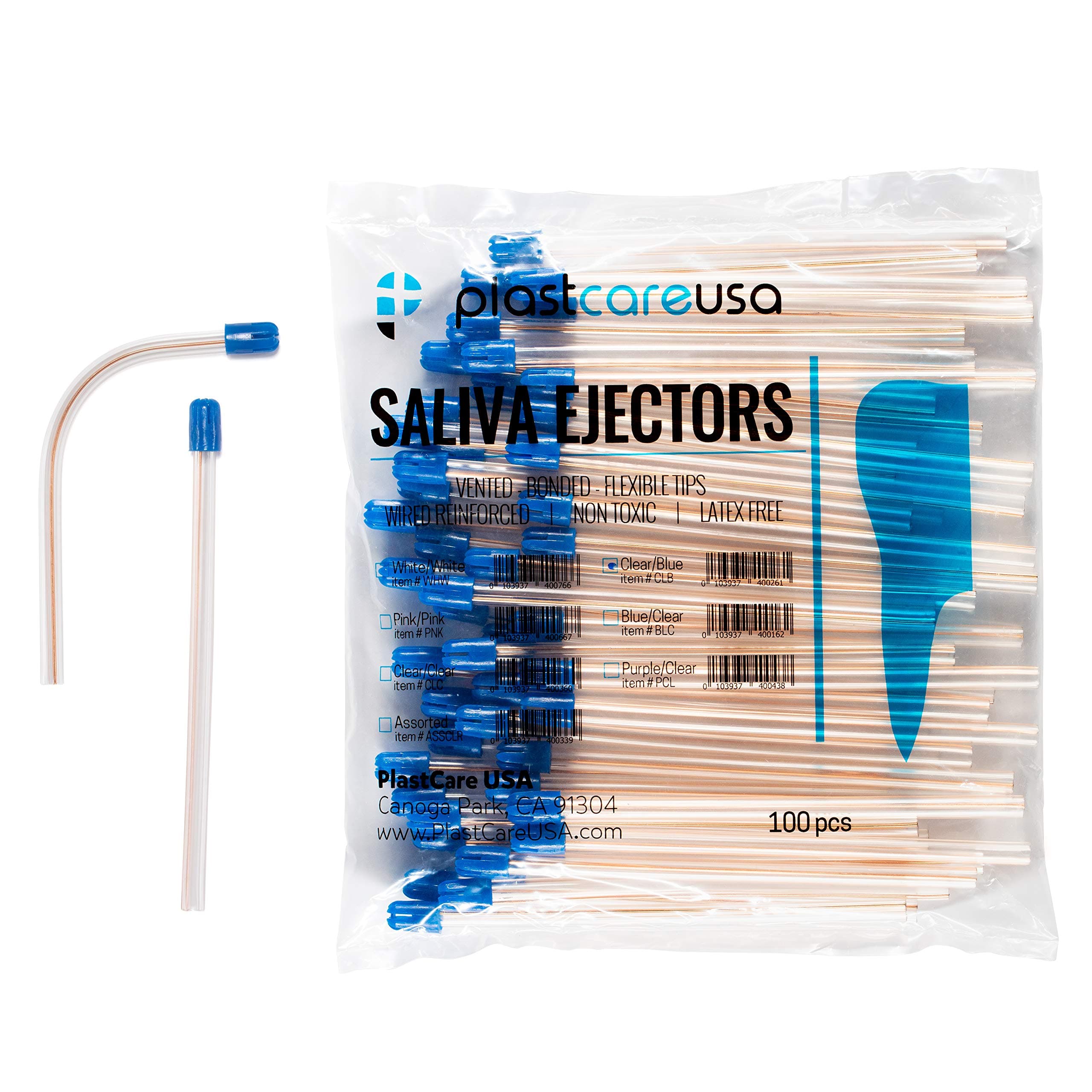 PlastCare USA Saliva Ejectors, Clear (Case of 1000), Made In Italy