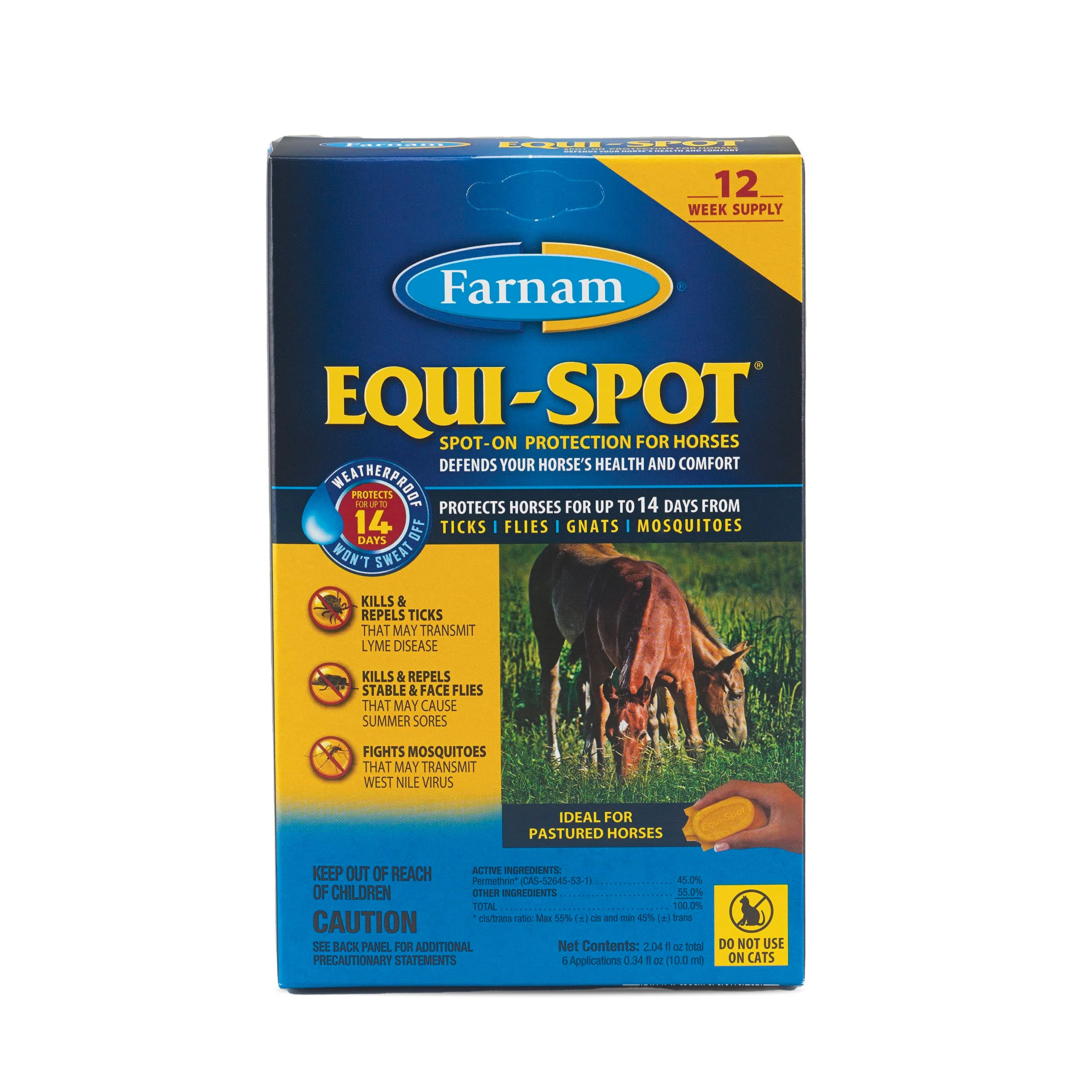 Equi-Spot, Horse Fly Control, Long-lasting Protection, 6 Applications, 12-Week Supply for One Horse
