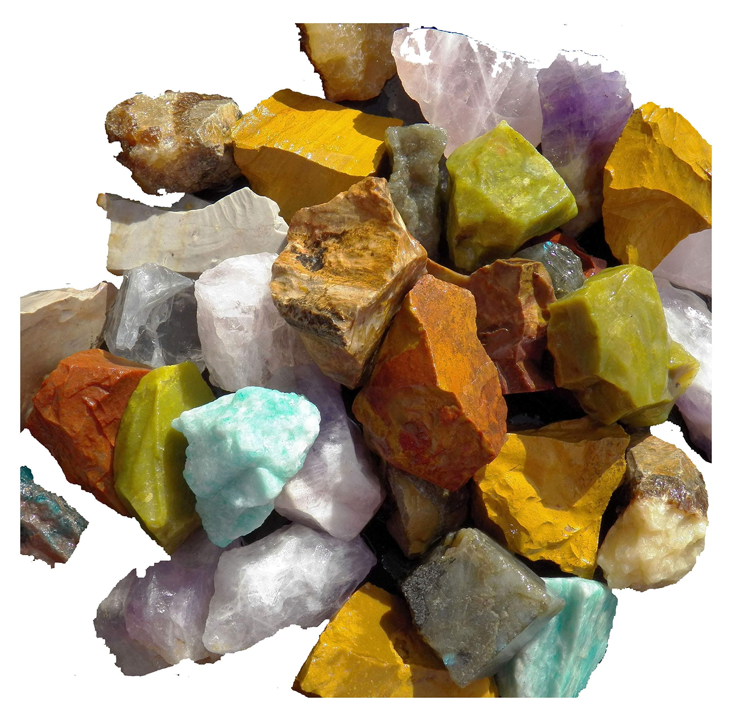Fundamental Rockhound Products: Africa Mix Mixed Bulk Rough Rock for Tumbling Metaphysical Gemstones Healing Crystals Wonderful Assortment (1/2 lb)