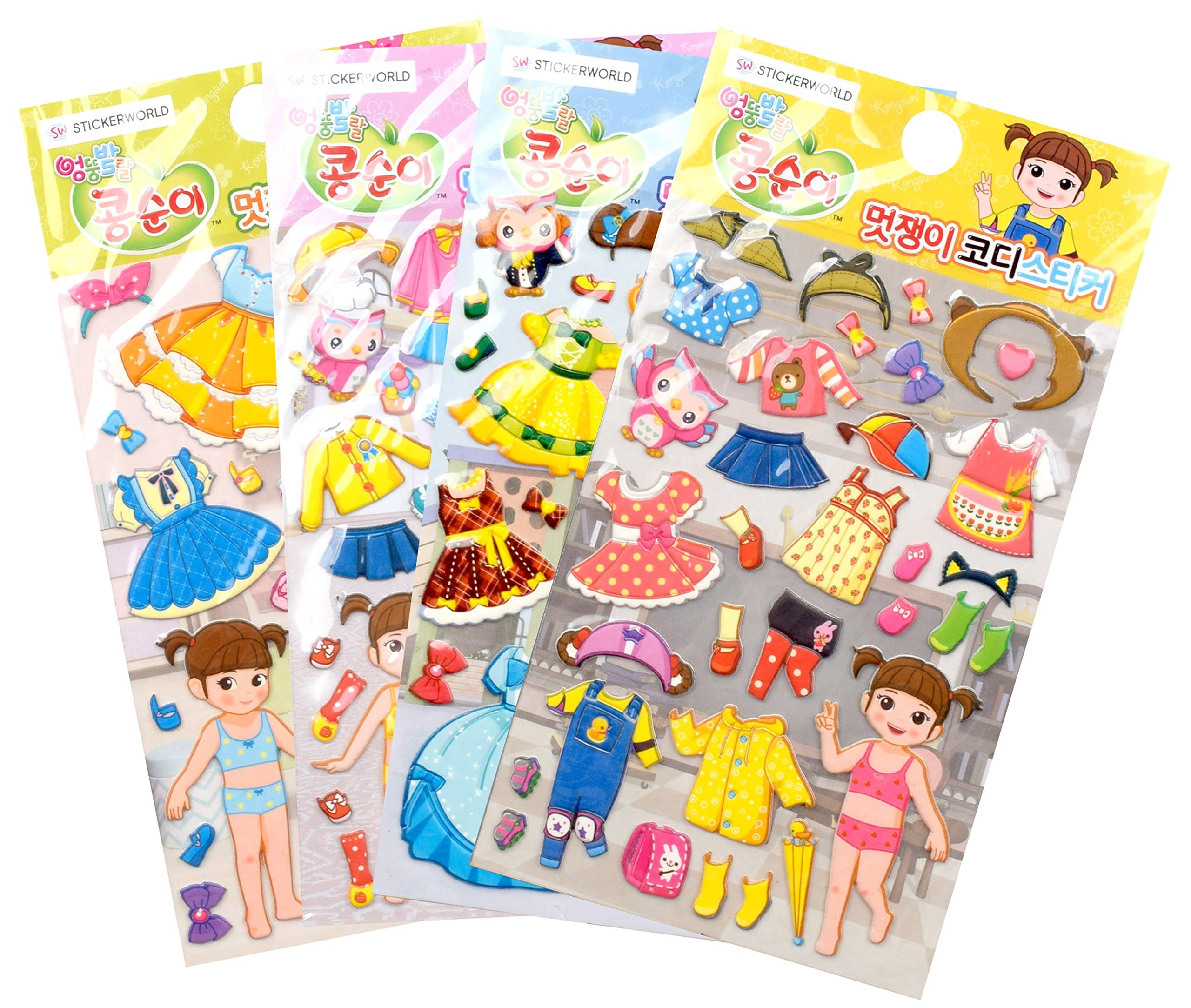 Kongsuni 3D Puffy Codi Sticker Sheets (4 pack) Diary Decoration Sticker Scrapbooking Craft Sticker