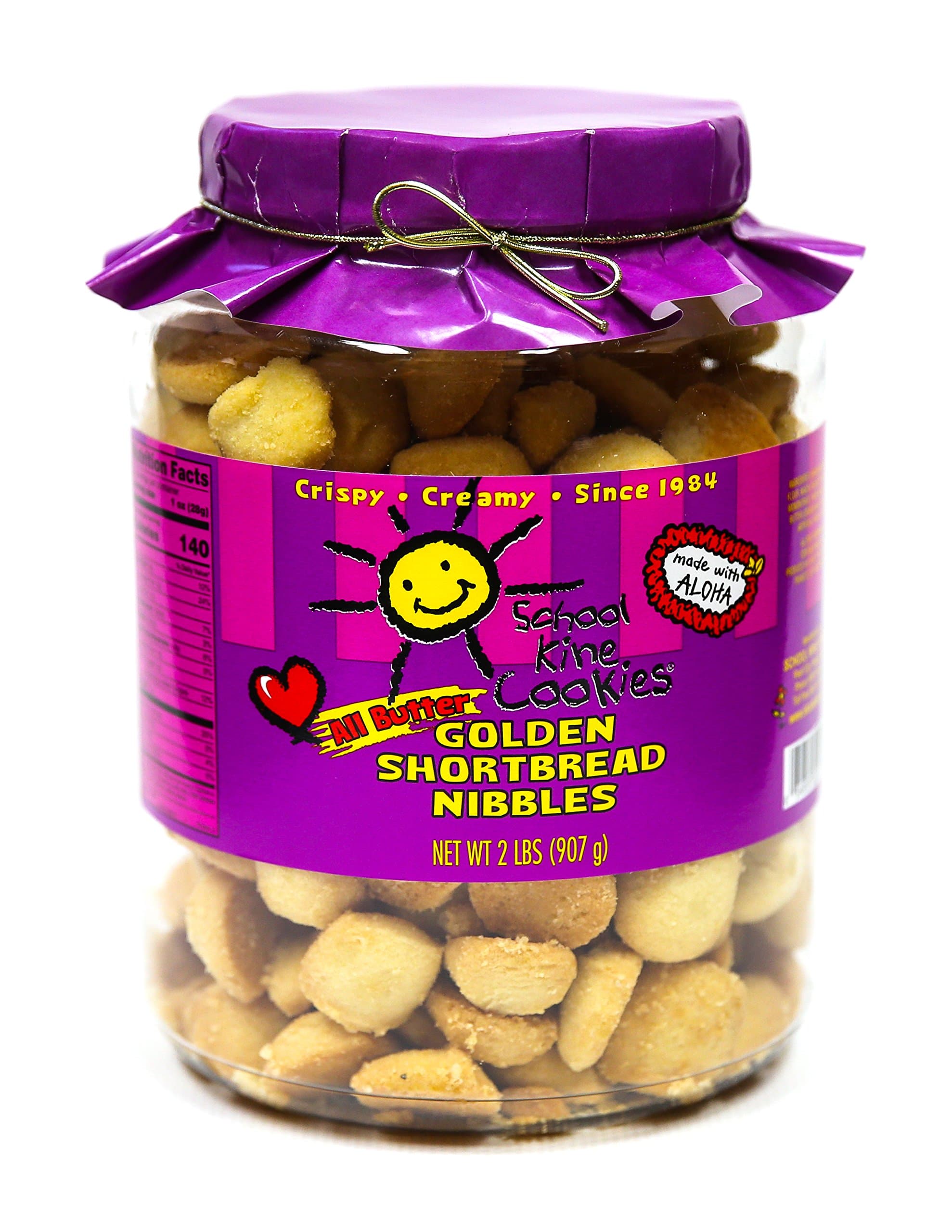 School Kine Cookies Golden Shortbread Nibbles (32 oz.) Pure, Hawaiian Butter Cookies | Bite-Sized, Individual Snacks with Homemade Taste | Kid and Adult