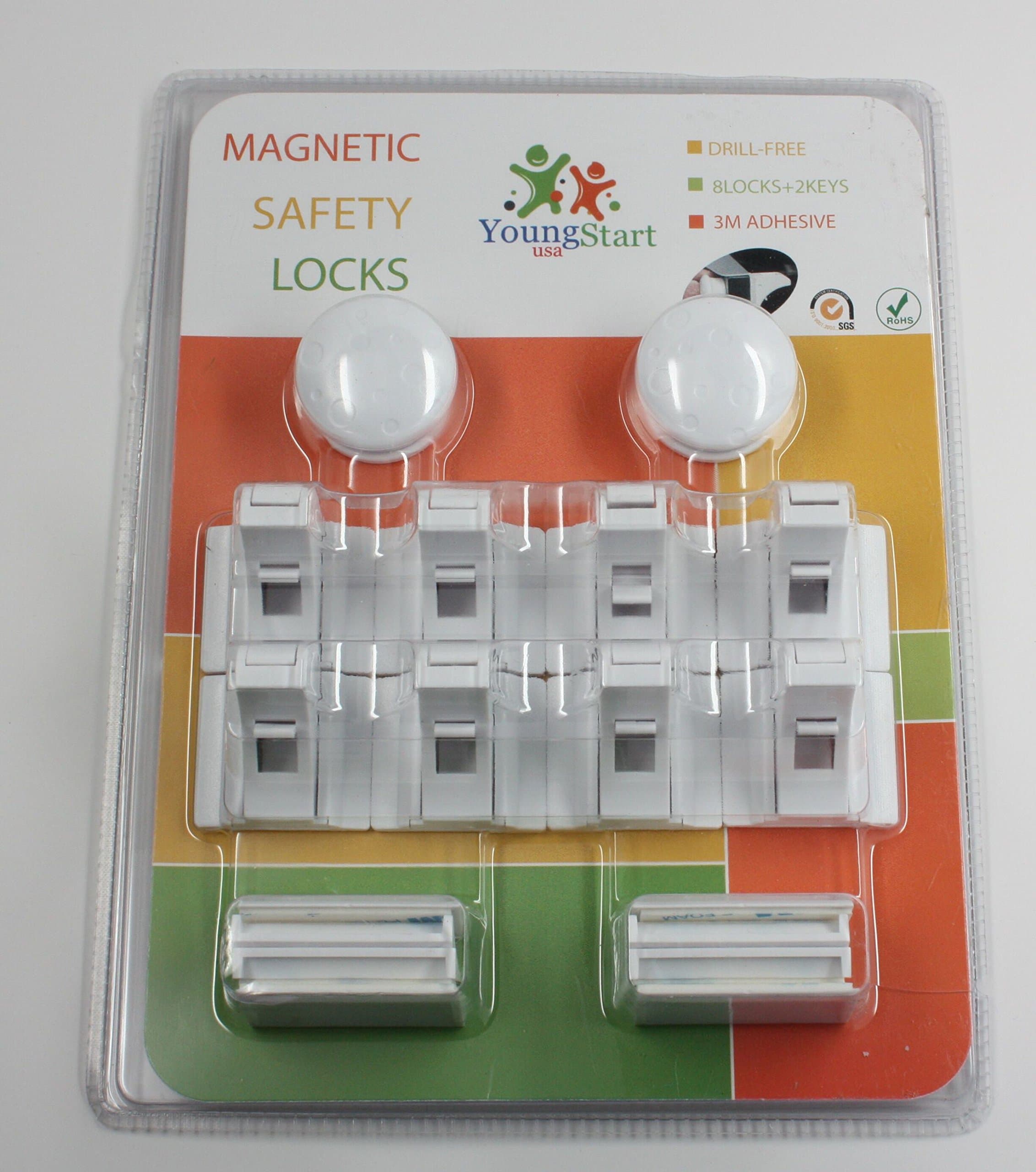 Magnetic Child Safety Locks for cabinets and drawers by YoungStartUSA- 8 Locks and 2 Keys, Easy to fit & no tools needed.