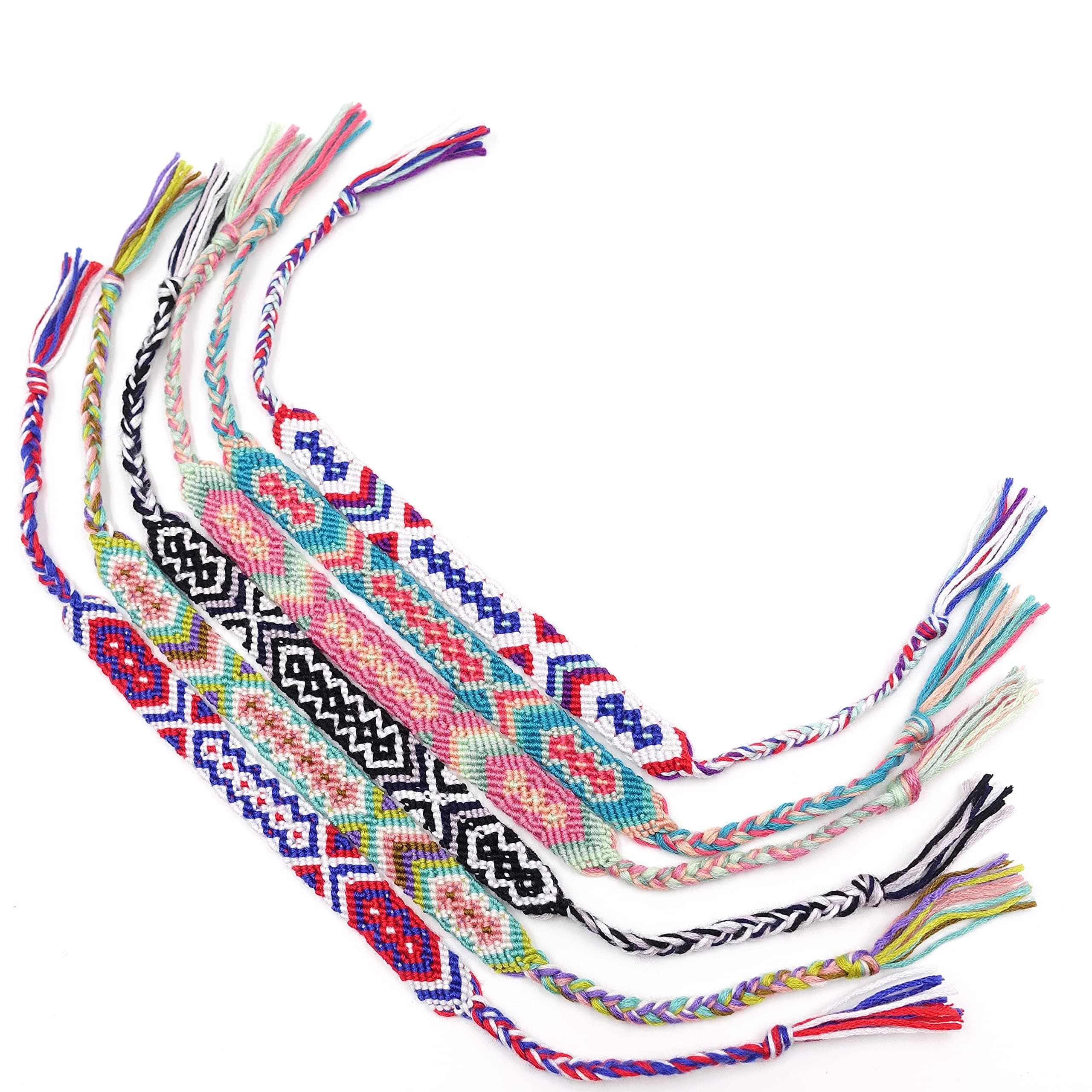 Friendship Handmade Cords 6PCS Multi Color Woven Braid Strand Braided Thread for Hair Ponytail Bracelet Anklet with Clear Rubber Bands by Tidawave