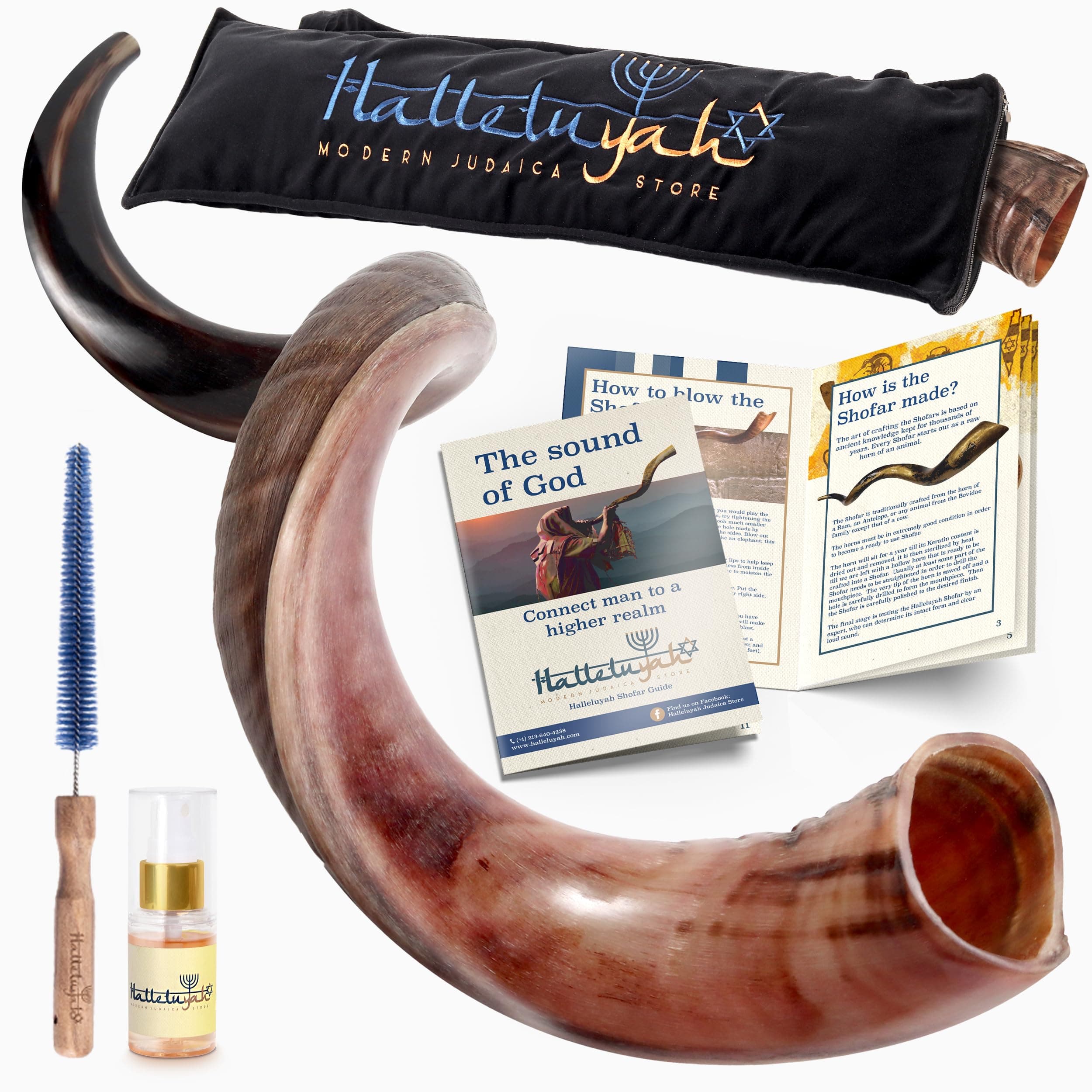 HalleluYAH Original Kosher Half-Polished Kudu Shofar From Israel