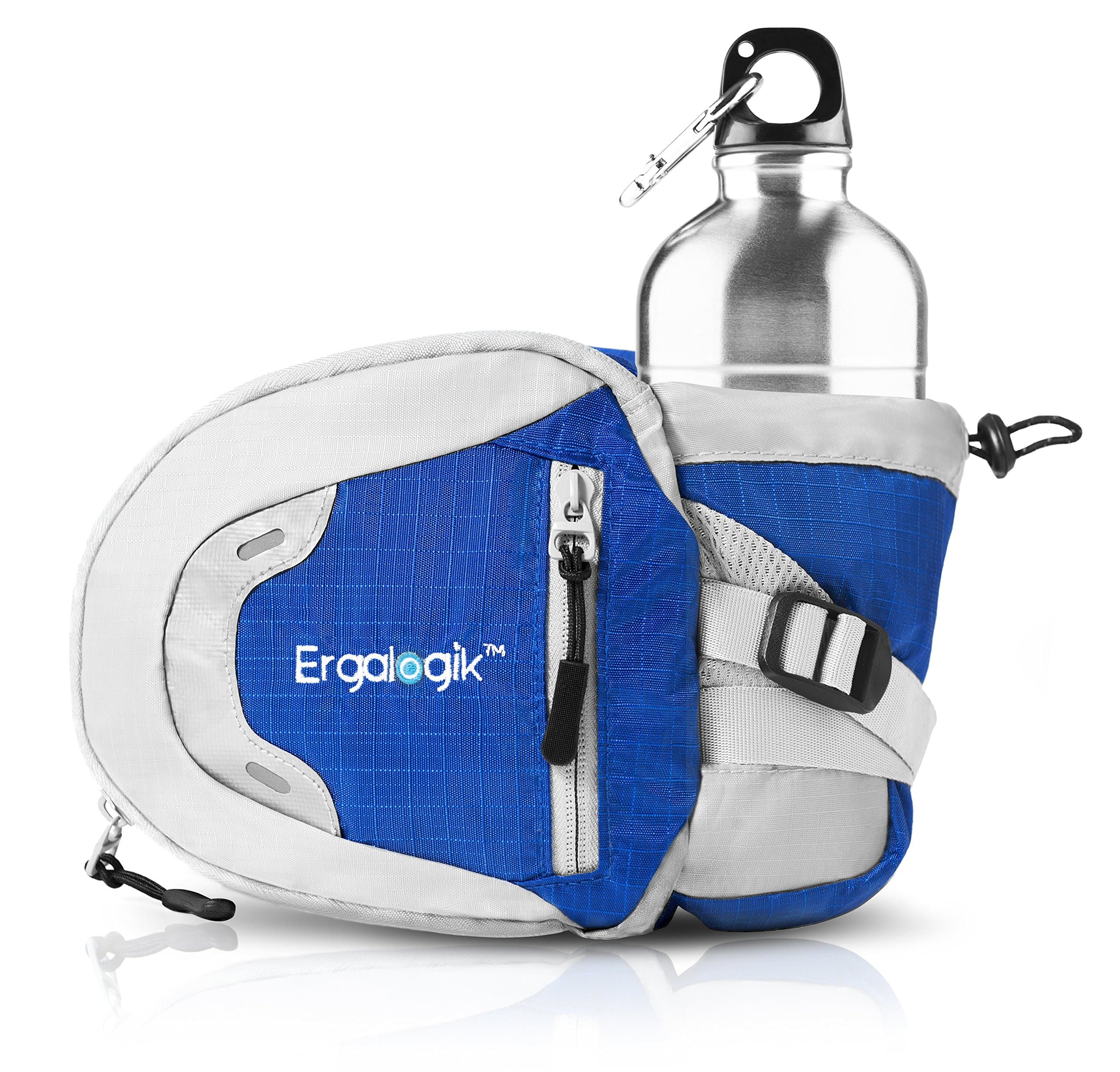 Day Trekker - Hiking Waist Pack with Water Bottle (Not Included) Holder - Fanny Pack - Dog Walking - Running Belt Bag Pouch Fanny Pack for Hiking Running Cycling Camping Travel (Blue)