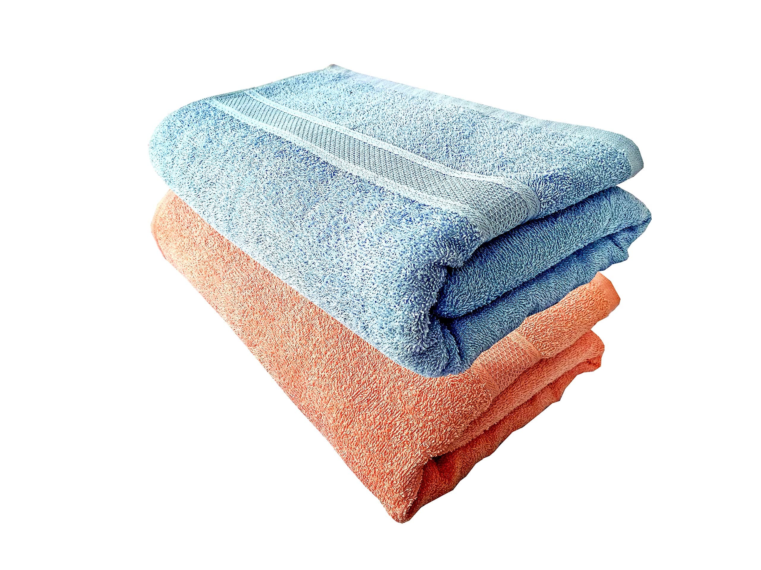 Space Fly 100% Cotton Quick Dry Extra Absorbent Dry Faster & Light Weight Plain Bathroom Bath Towel (Size : 70X140 CM_Multi Color) (Set of 2)