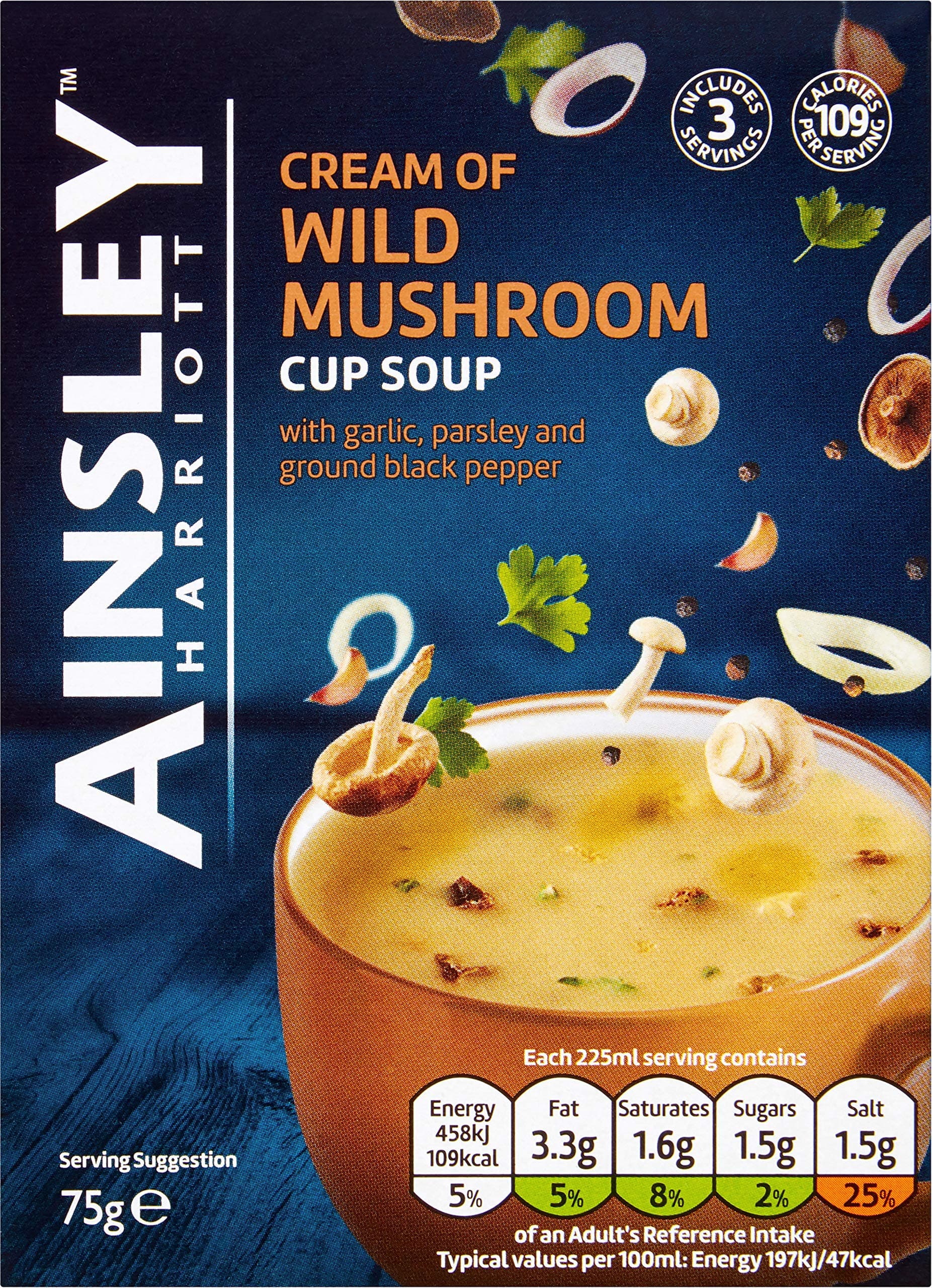 Ainsley Harriott Cream of Wild Mushroom Cup Soup, 75 g, Pack of 12